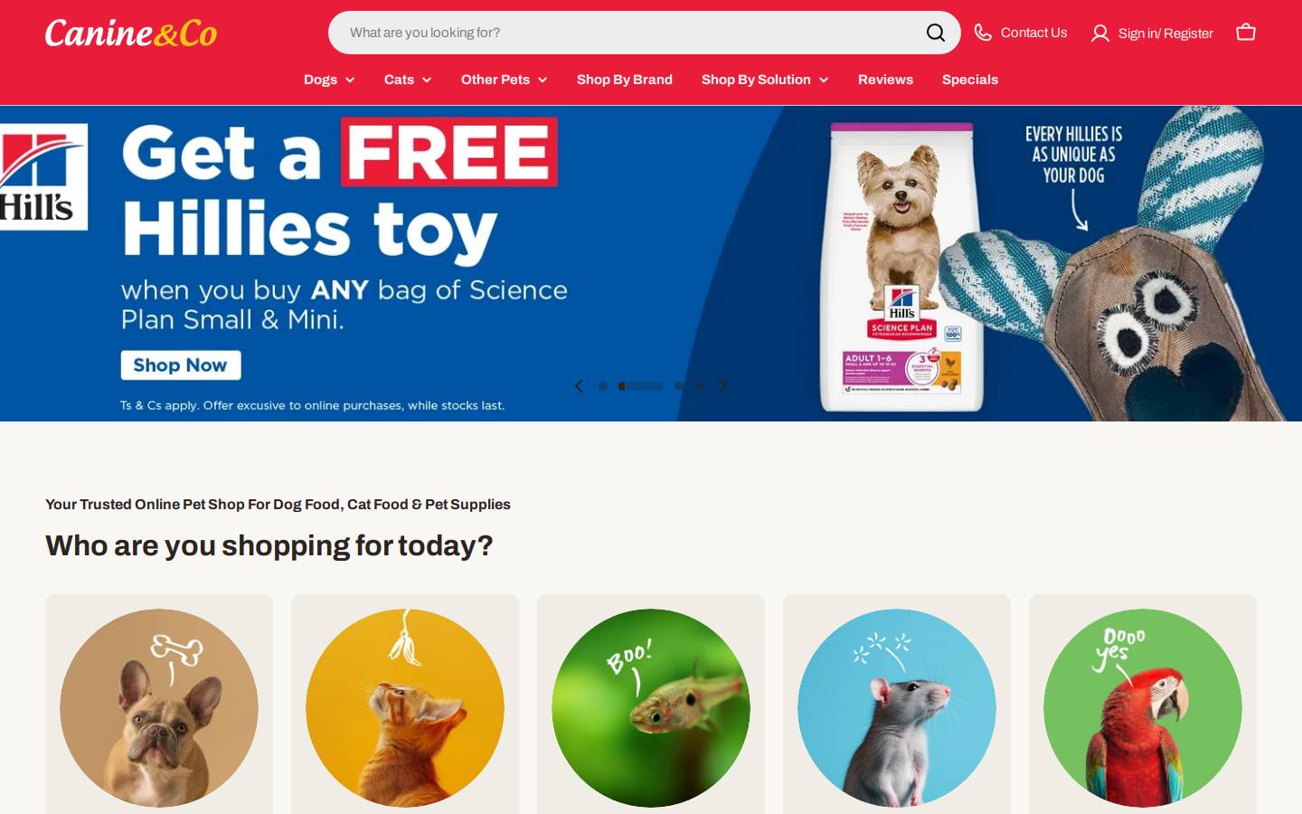canineandco.co.za homepage screenshot