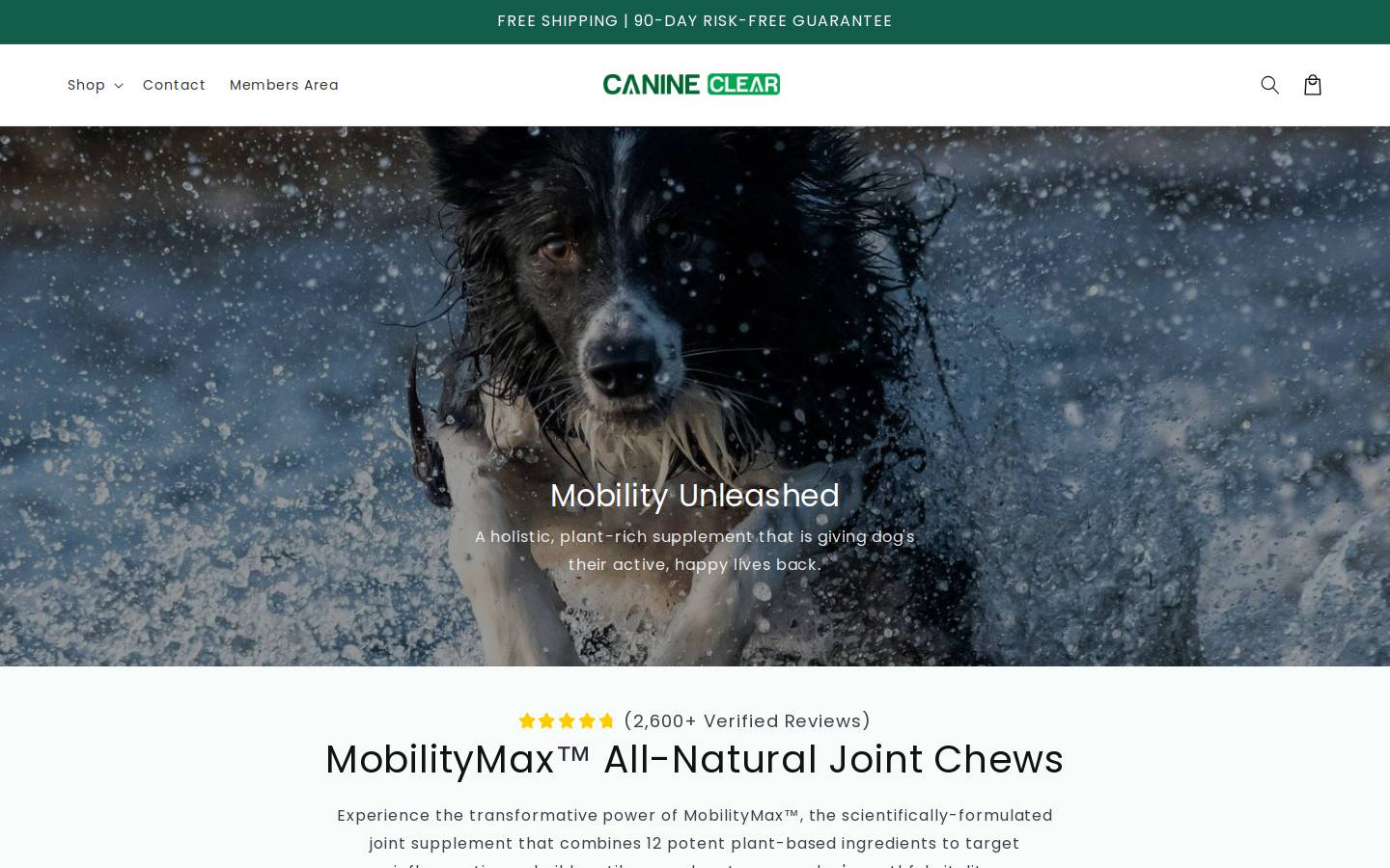 Canine Clear homepage screenshot