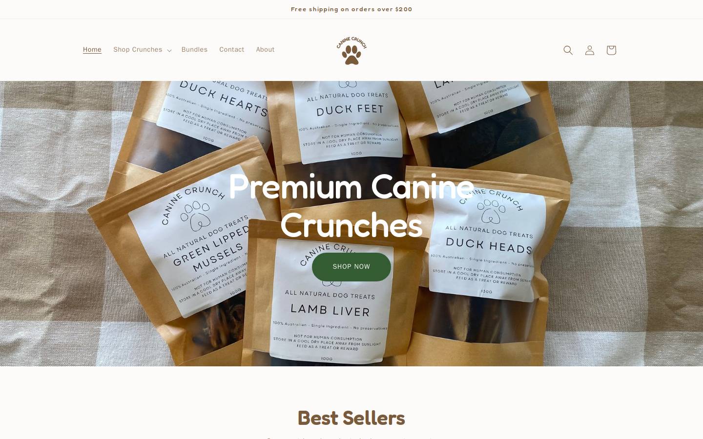 caninecrunchdogtreats.com homepage screenshot