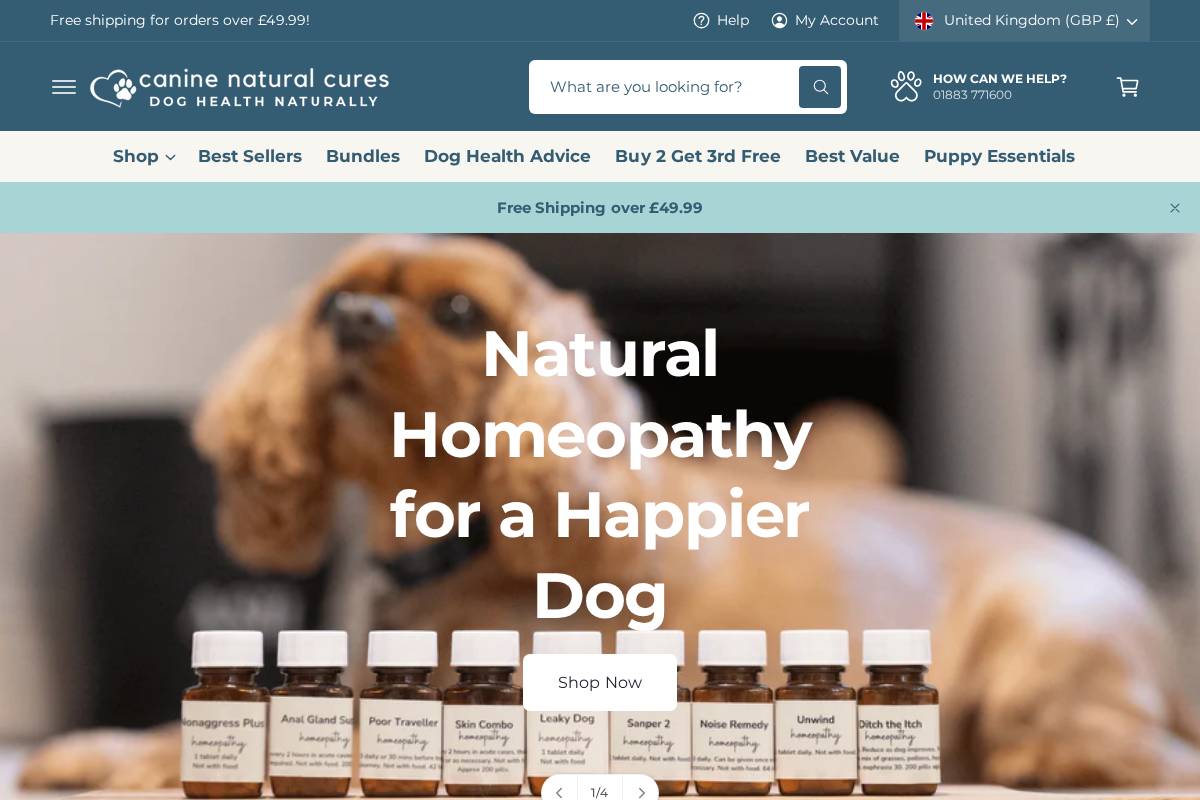 Canine Natural Cures - Homoeopathy And Natural Healthca homepage screenshot