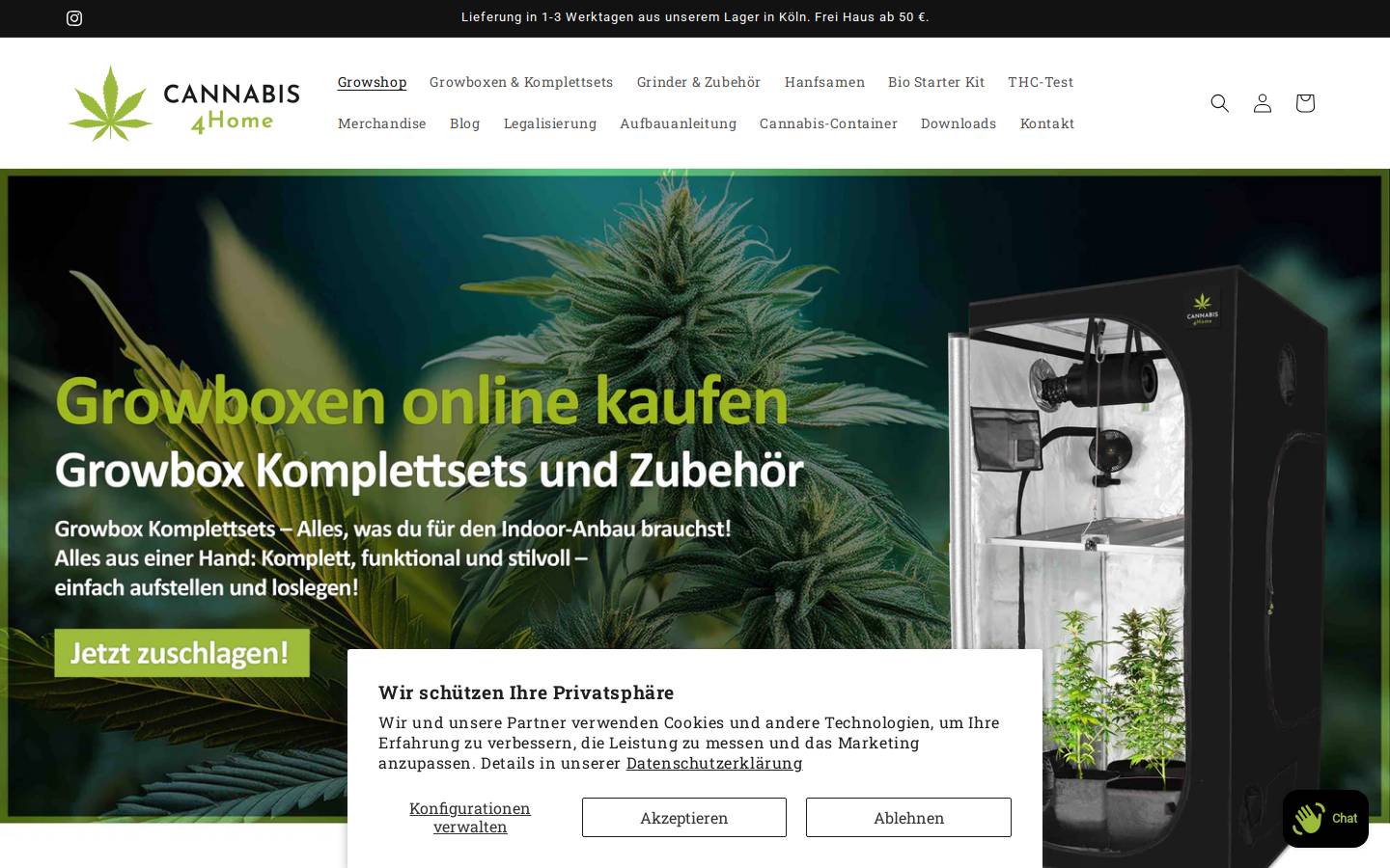 cannabis4home.com homepage screenshot