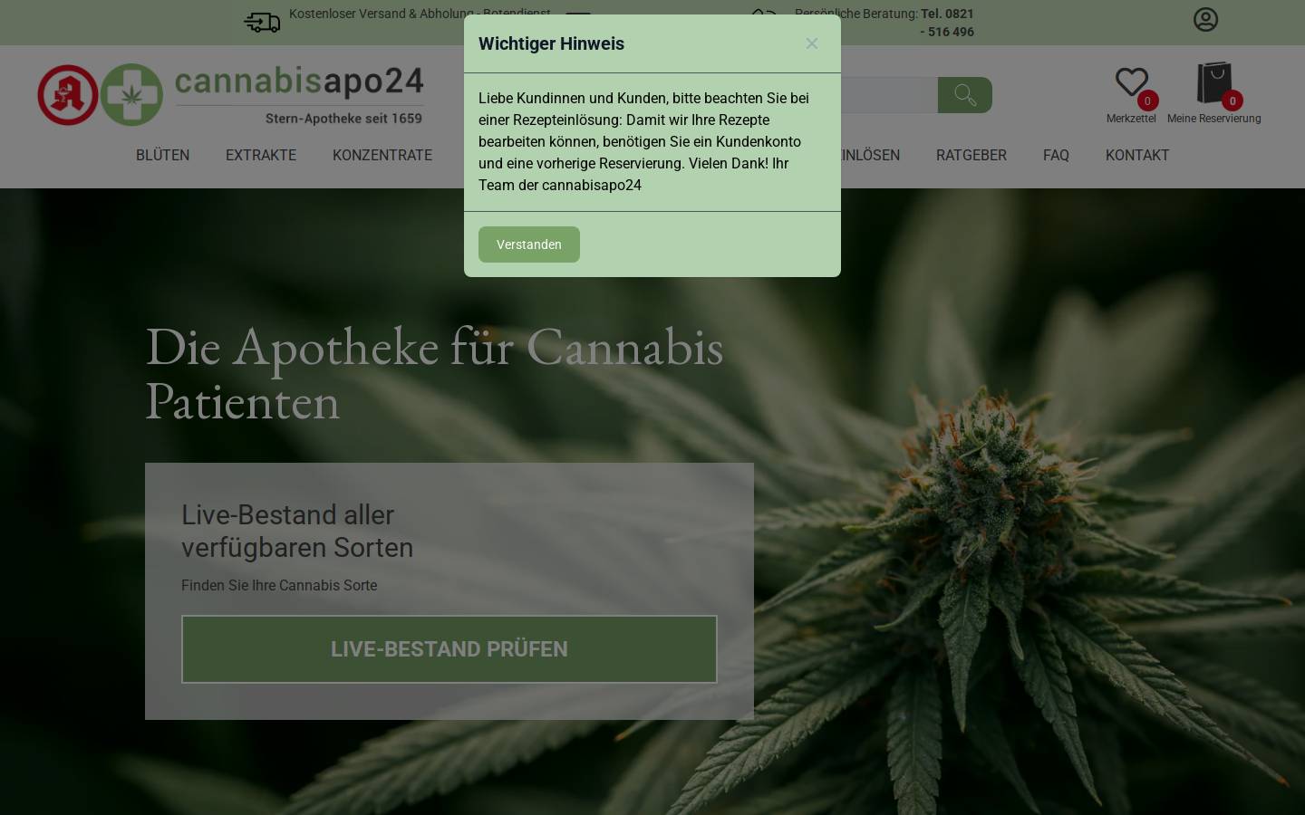 Cannabisapo24 homepage screenshot