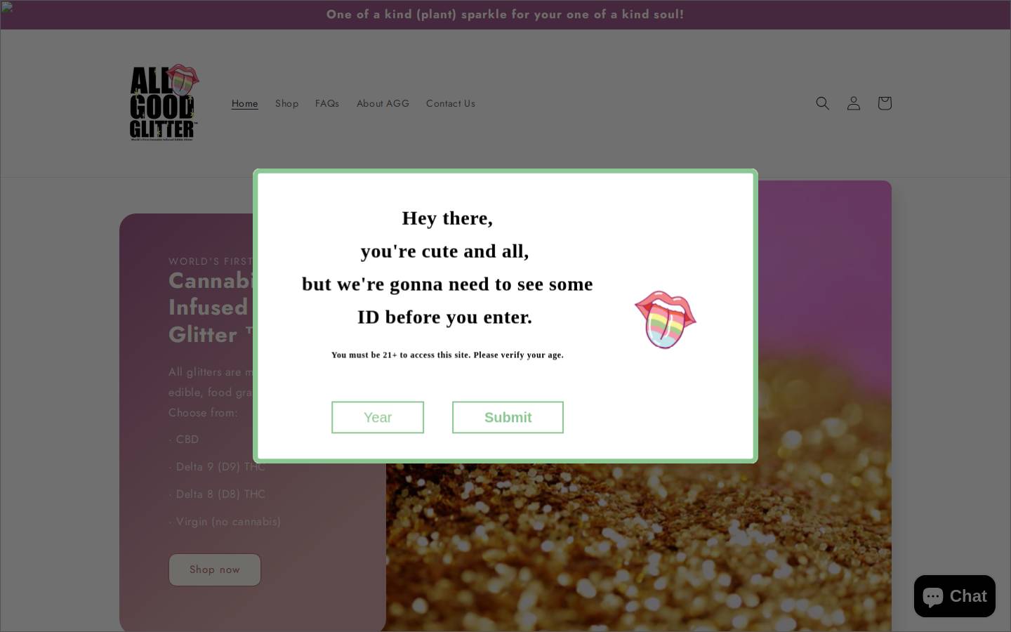 cannabisglitter.com homepage screenshot
