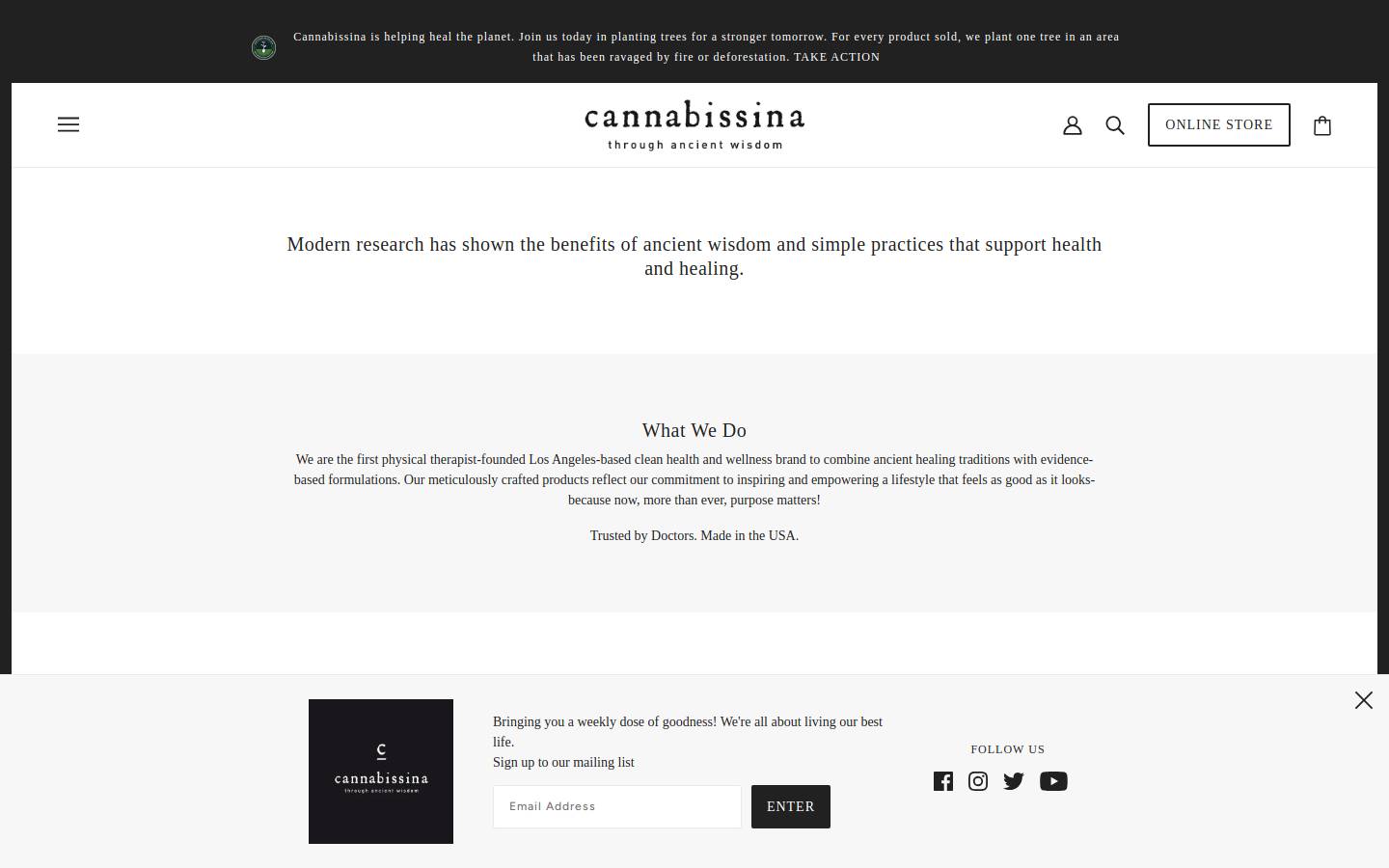 cannabissina.com homepage screenshot