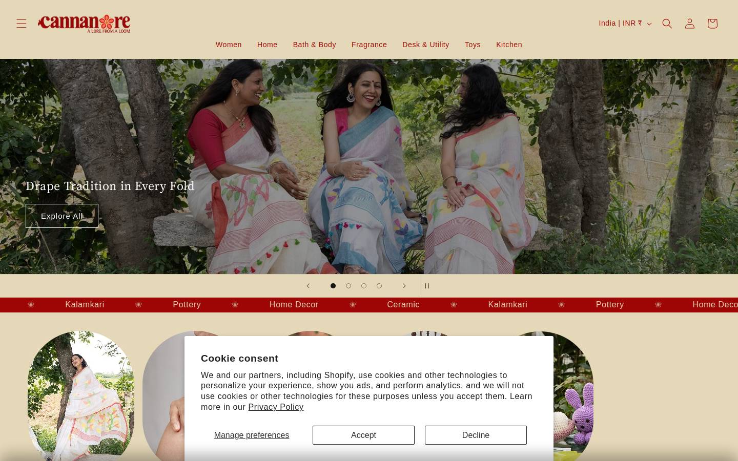 cannanoreshop.com homepage screenshot