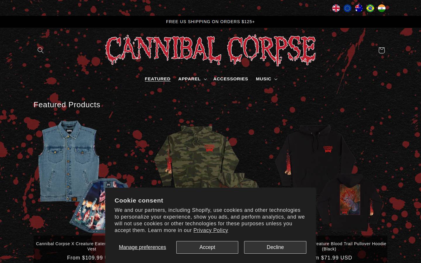 cannibalcorpse.store homepage screenshot