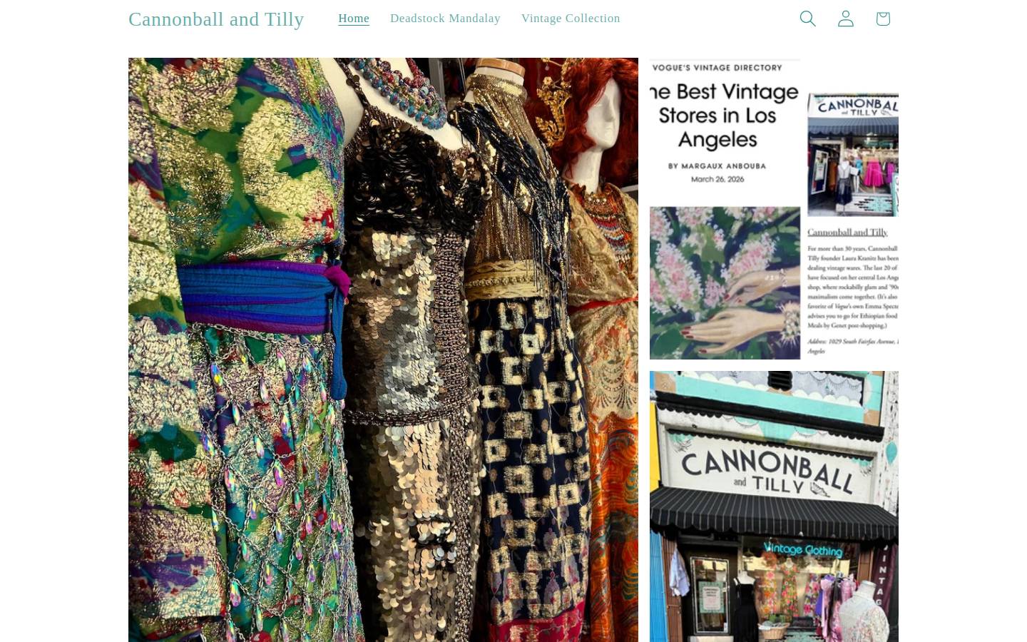 cannonballandtillyvintage.com homepage screenshot