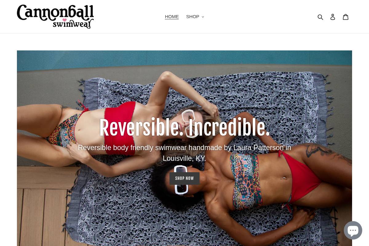cannonballswimwear.com homepage screenshot