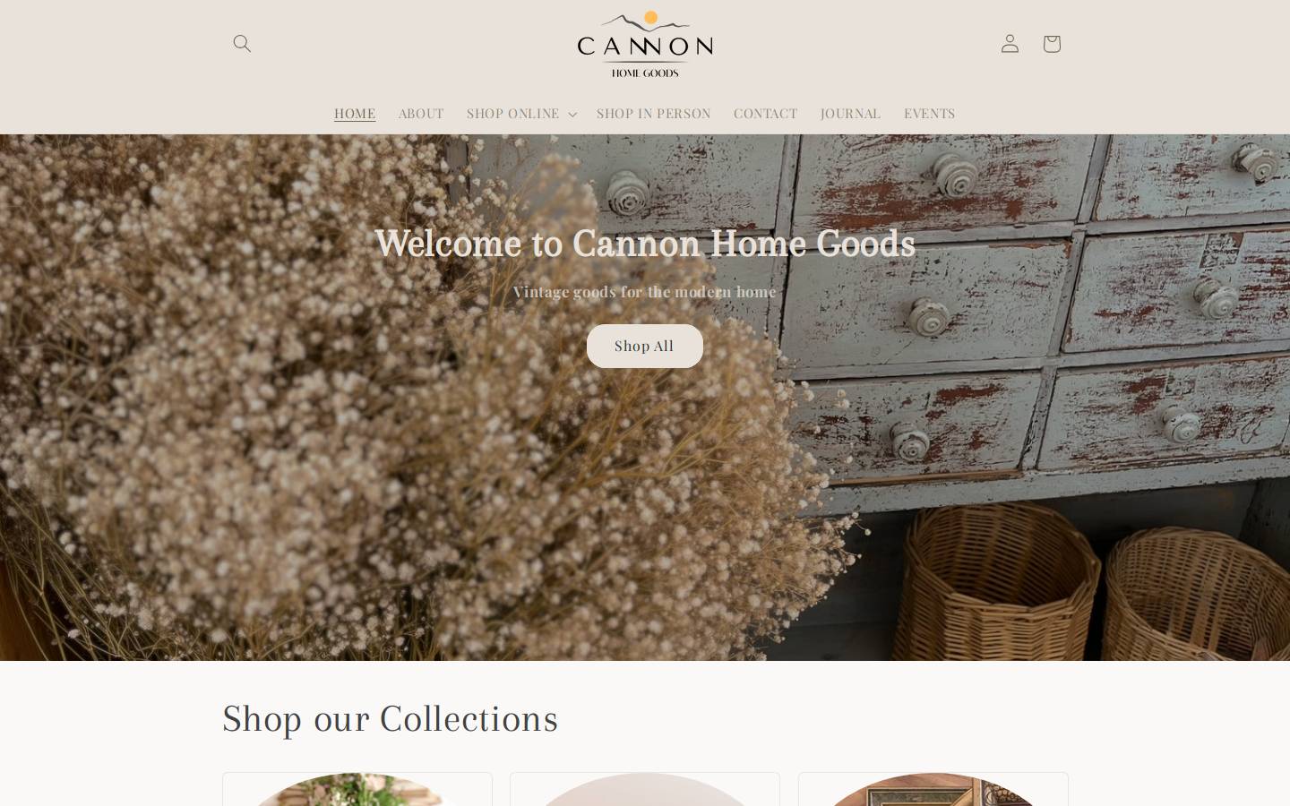 cannonhomegoods.com homepage screenshot
