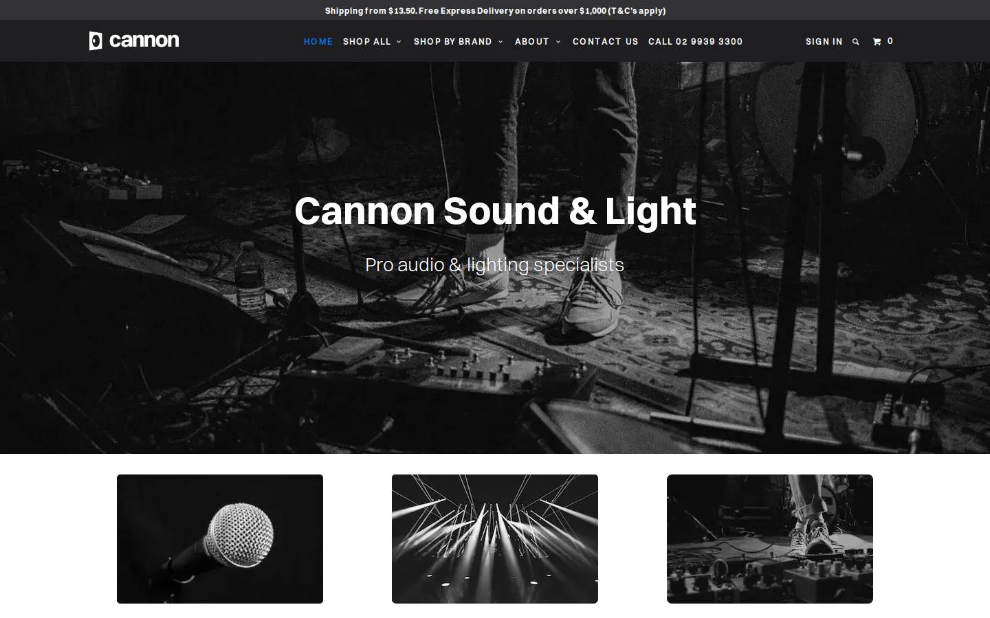 Cannon Sound And Light Pty. Ltd. homepage screenshot