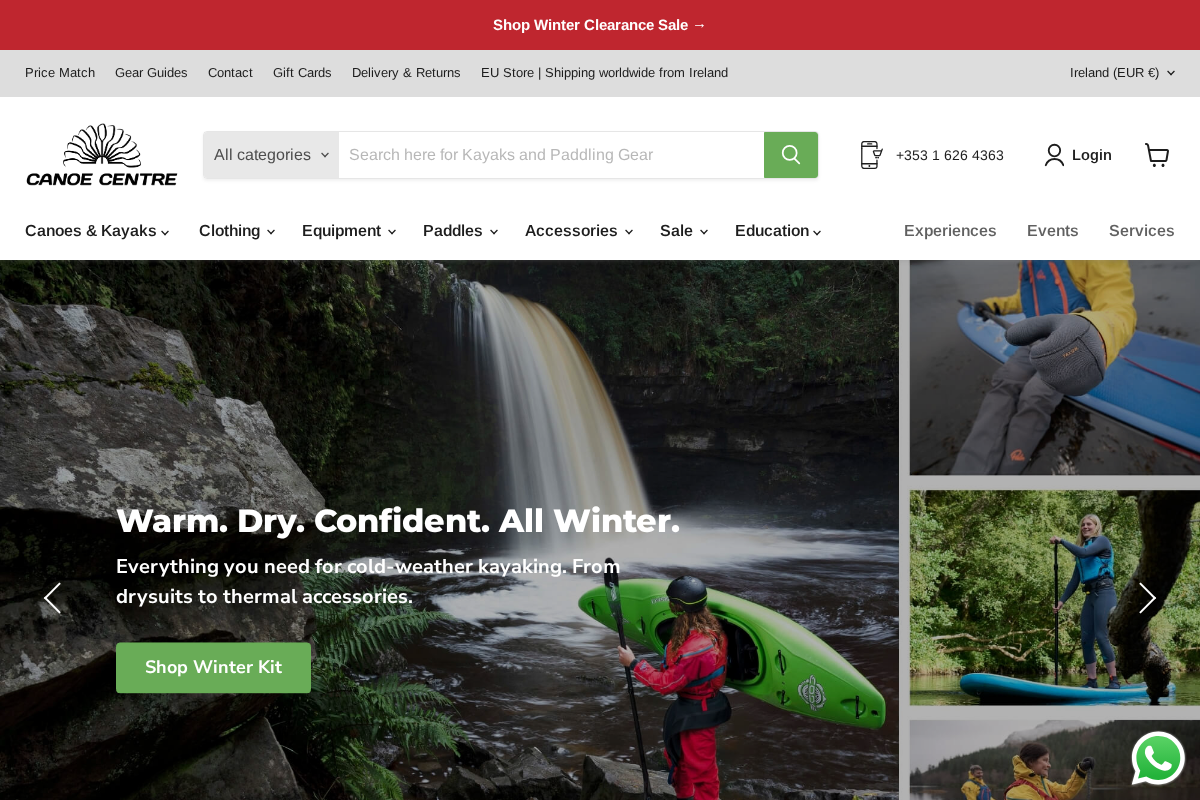 Canoe Centre homepage screenshot