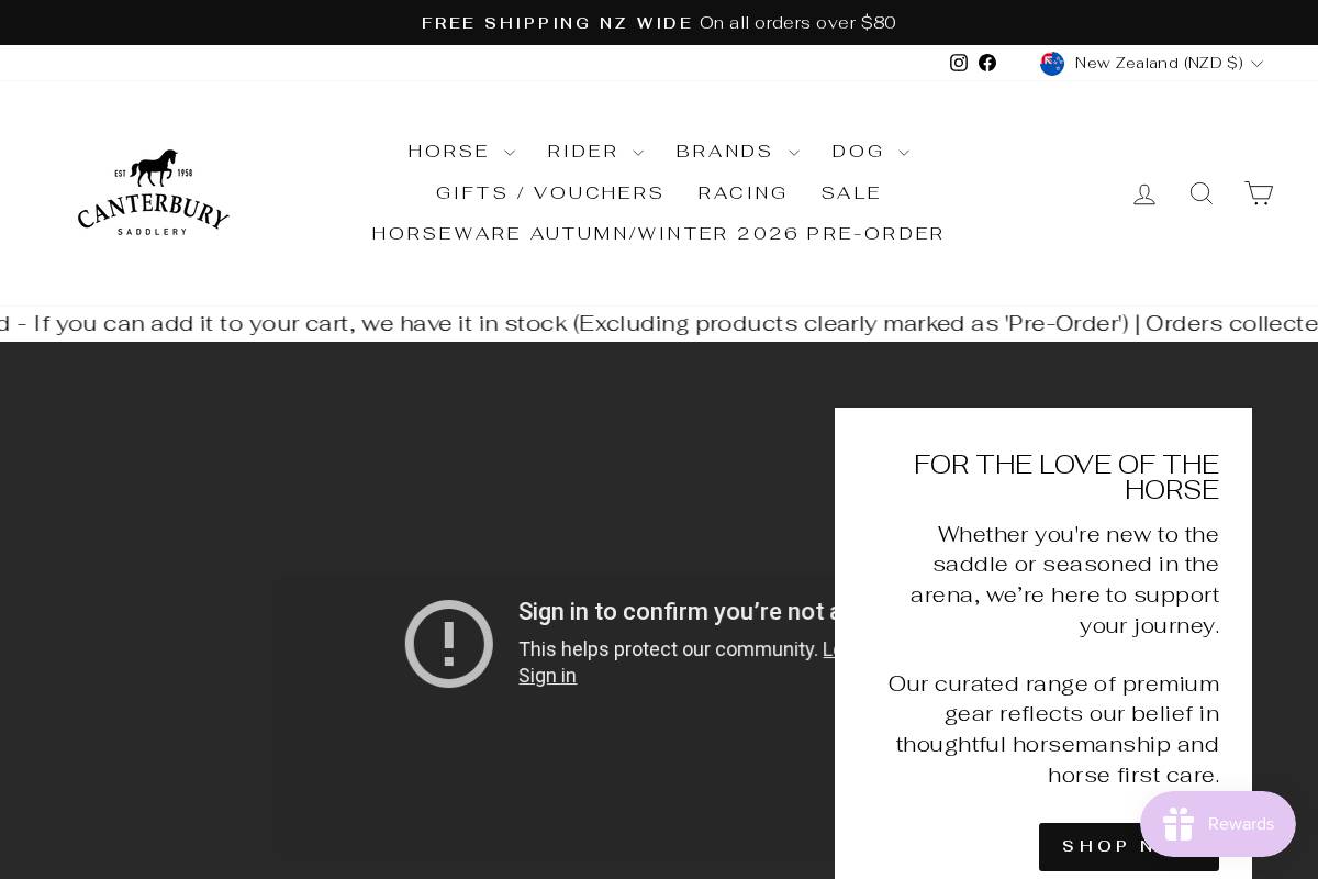 canterburysaddlery.co.nz homepage screenshot