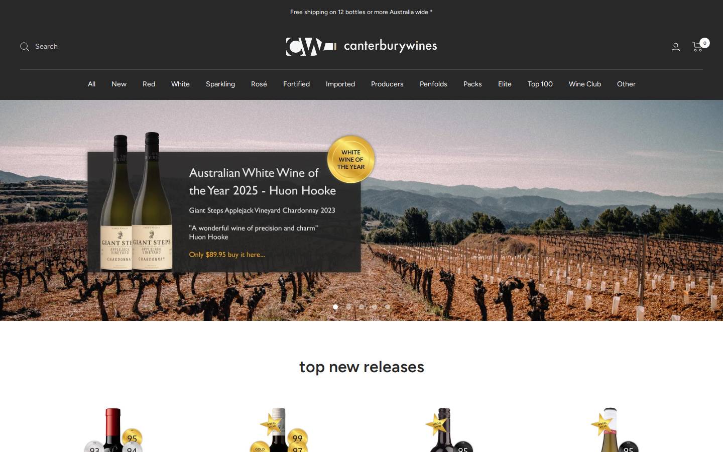 canterburywines.au homepage screenshot