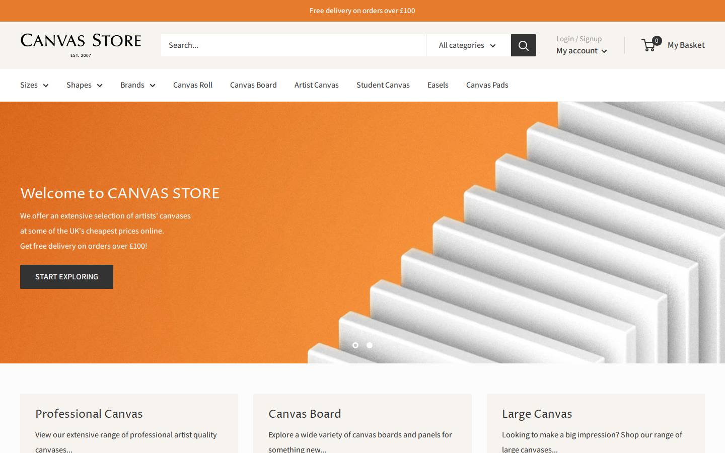 canvas-store.co.uk homepage screenshot