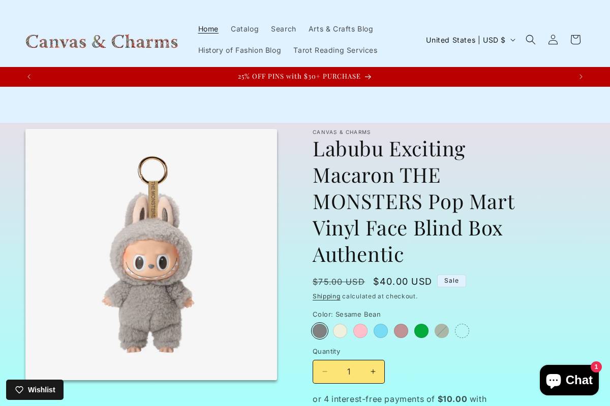 canvasandcharms.com homepage screenshot