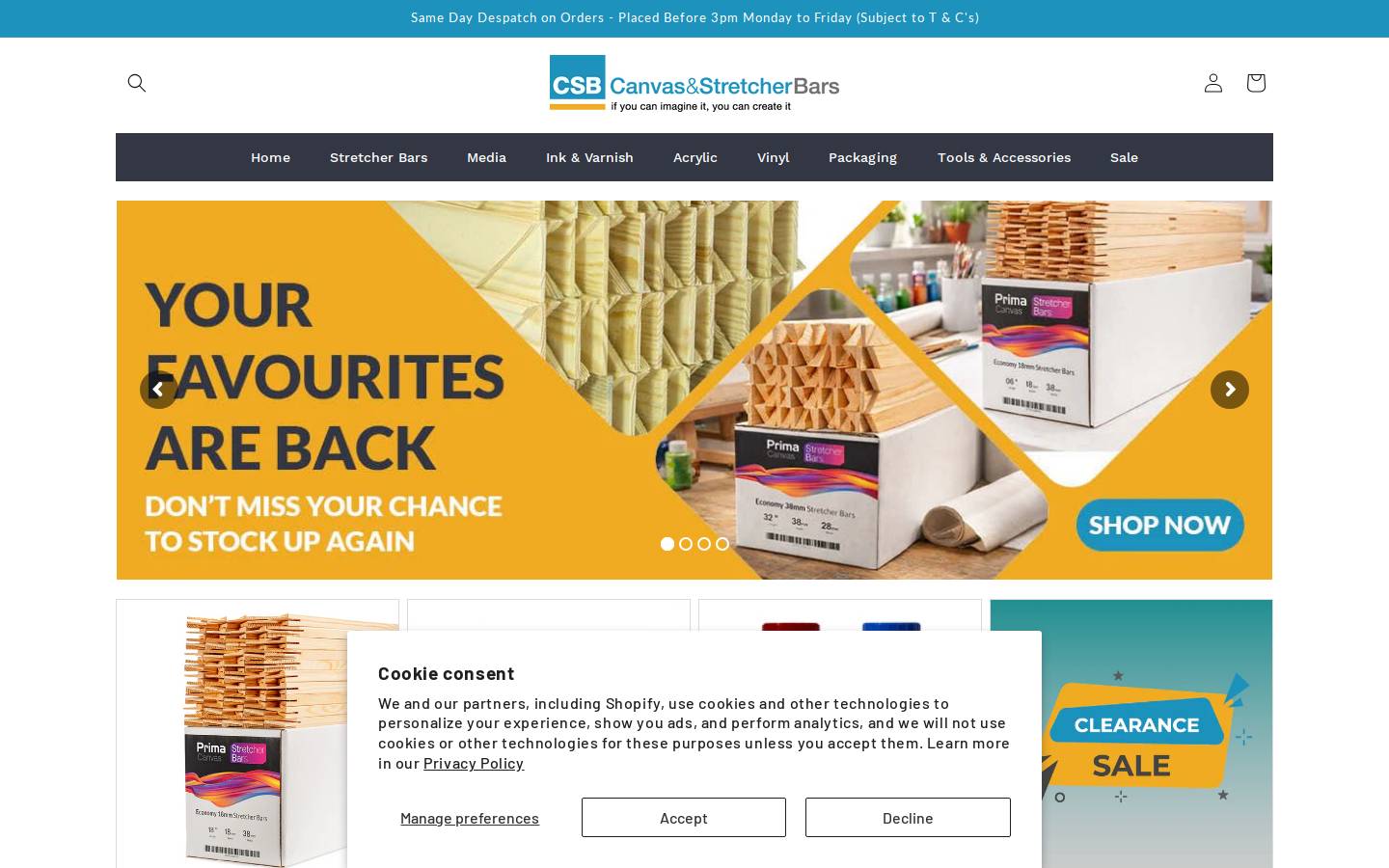 Canvas&StretcherBars homepage screenshot