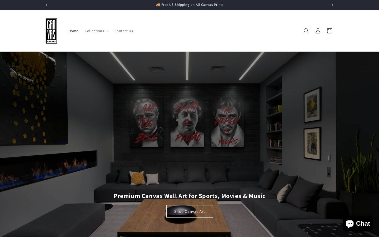 canvasartpro.com homepage screenshot