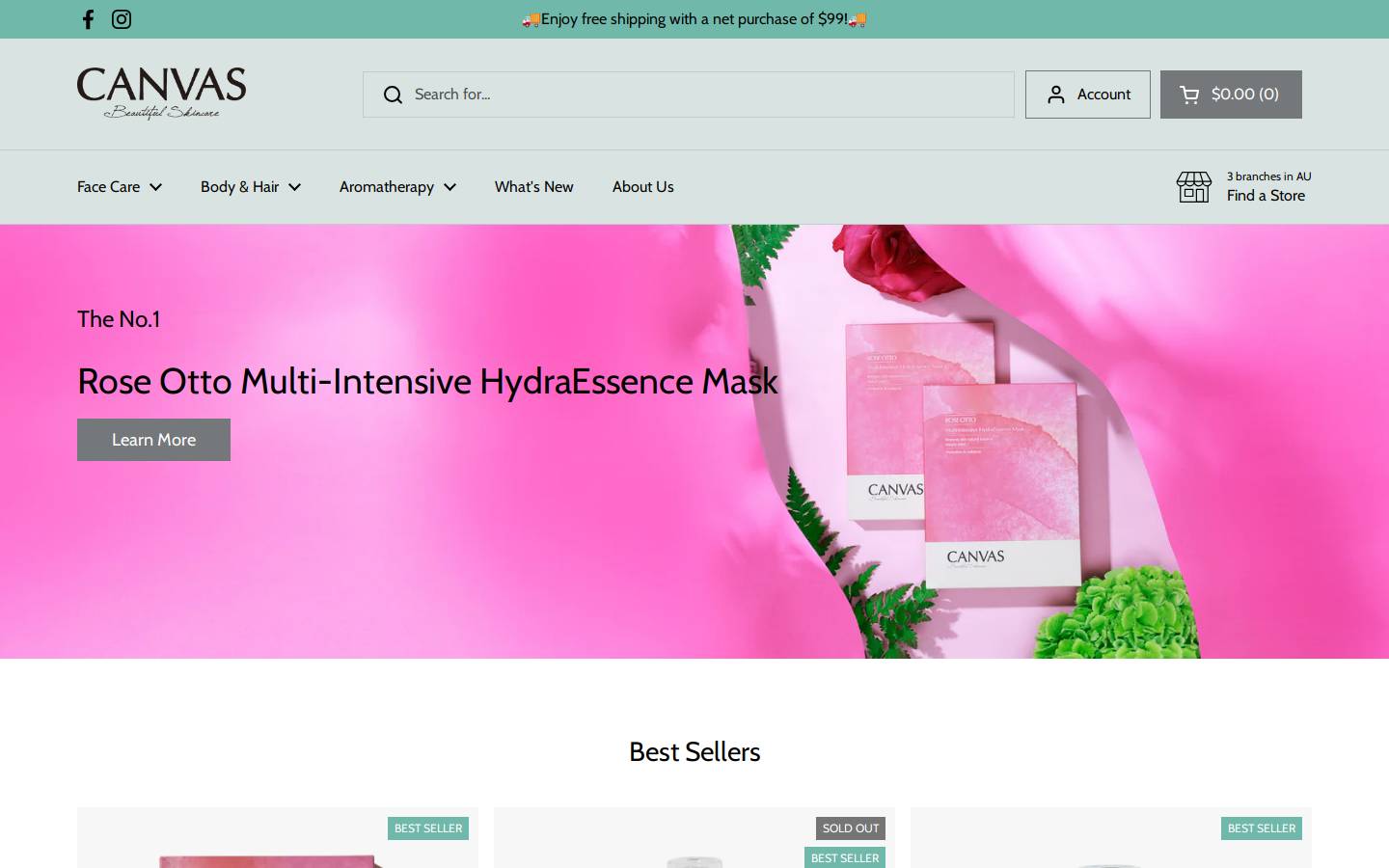canvasbeauty.com homepage screenshot