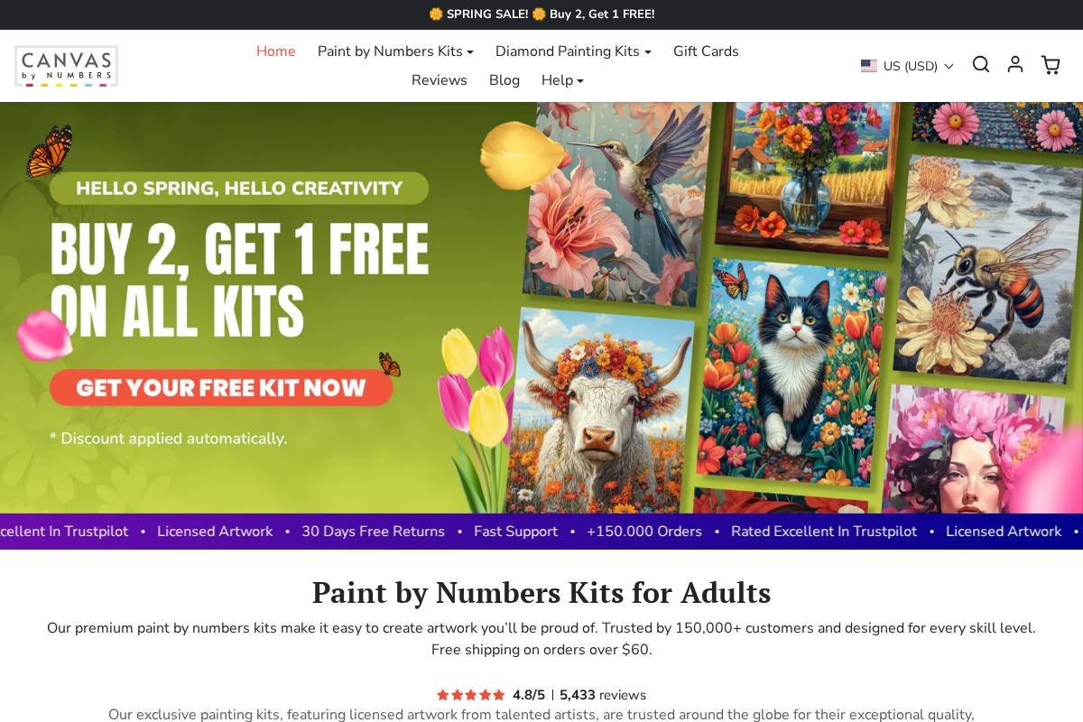 CanvasByNumbers homepage screenshot