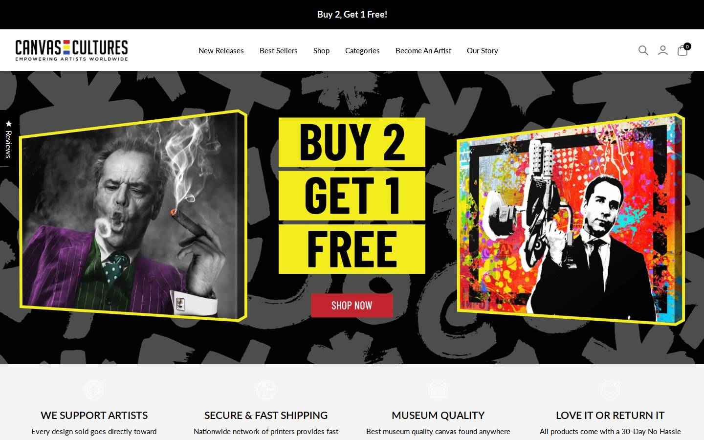 Canvascultures homepage screenshot