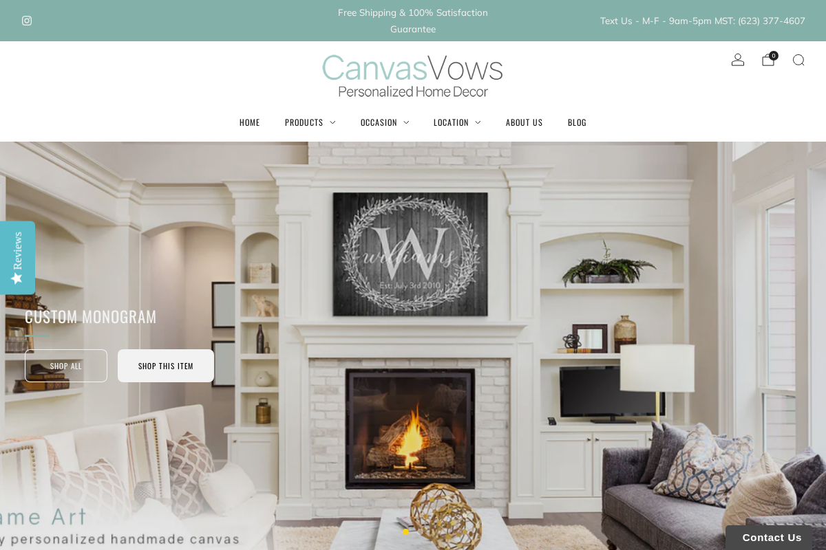 Canvas Vows homepage screenshot