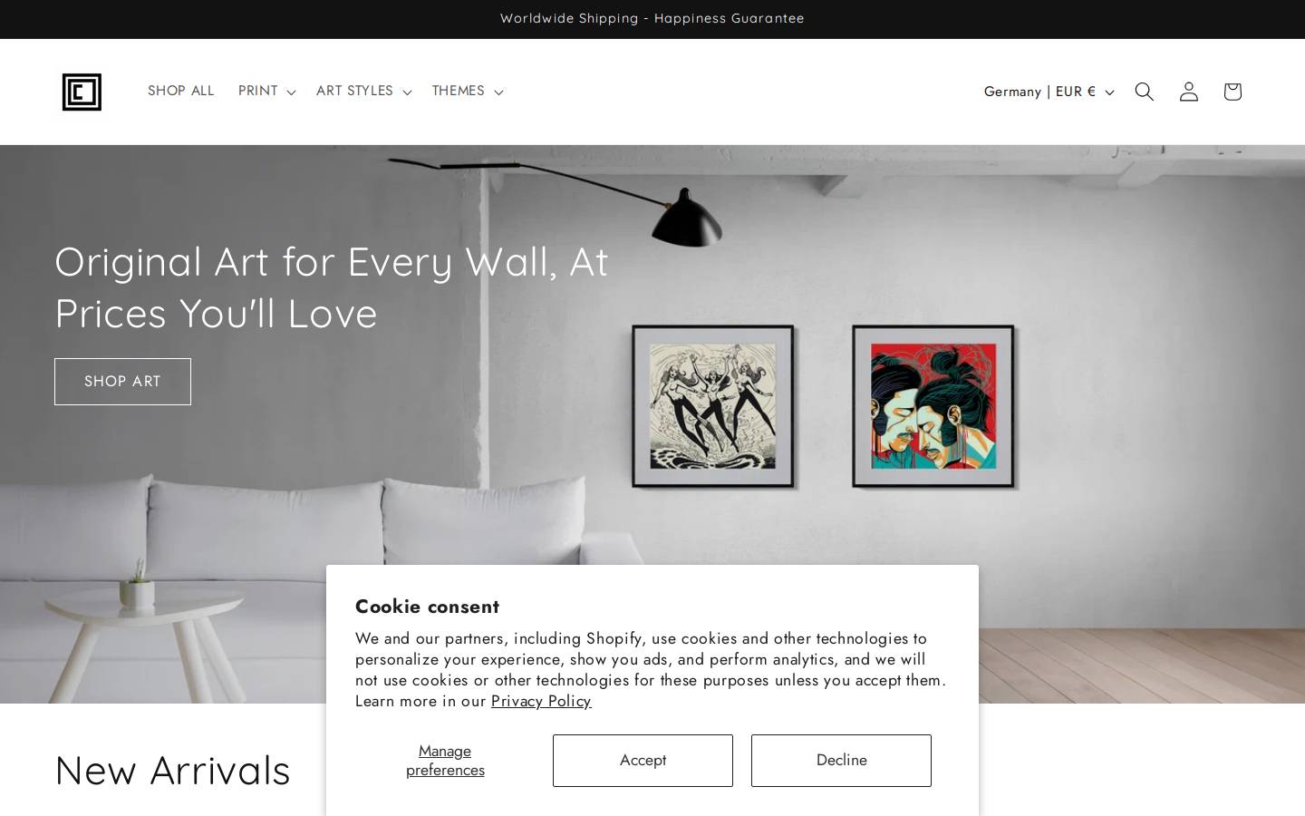 canvasxart.co homepage screenshot