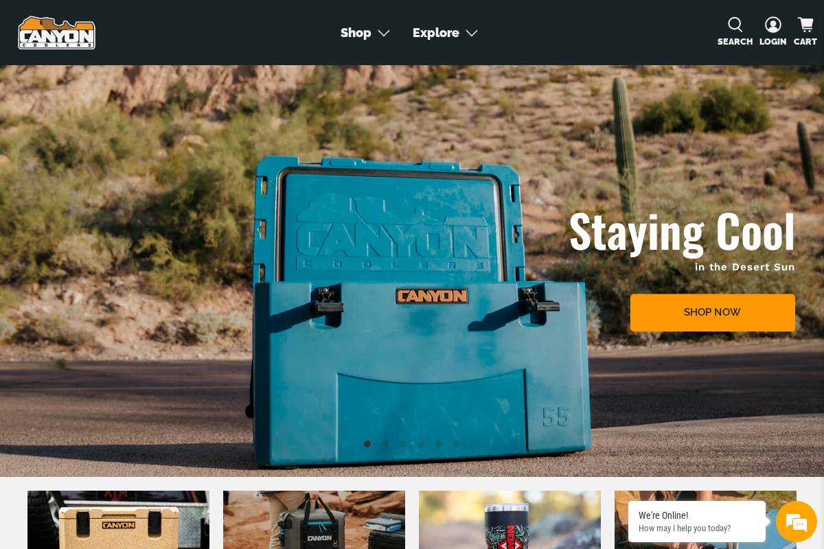 Canyon Coolers homepage screenshot