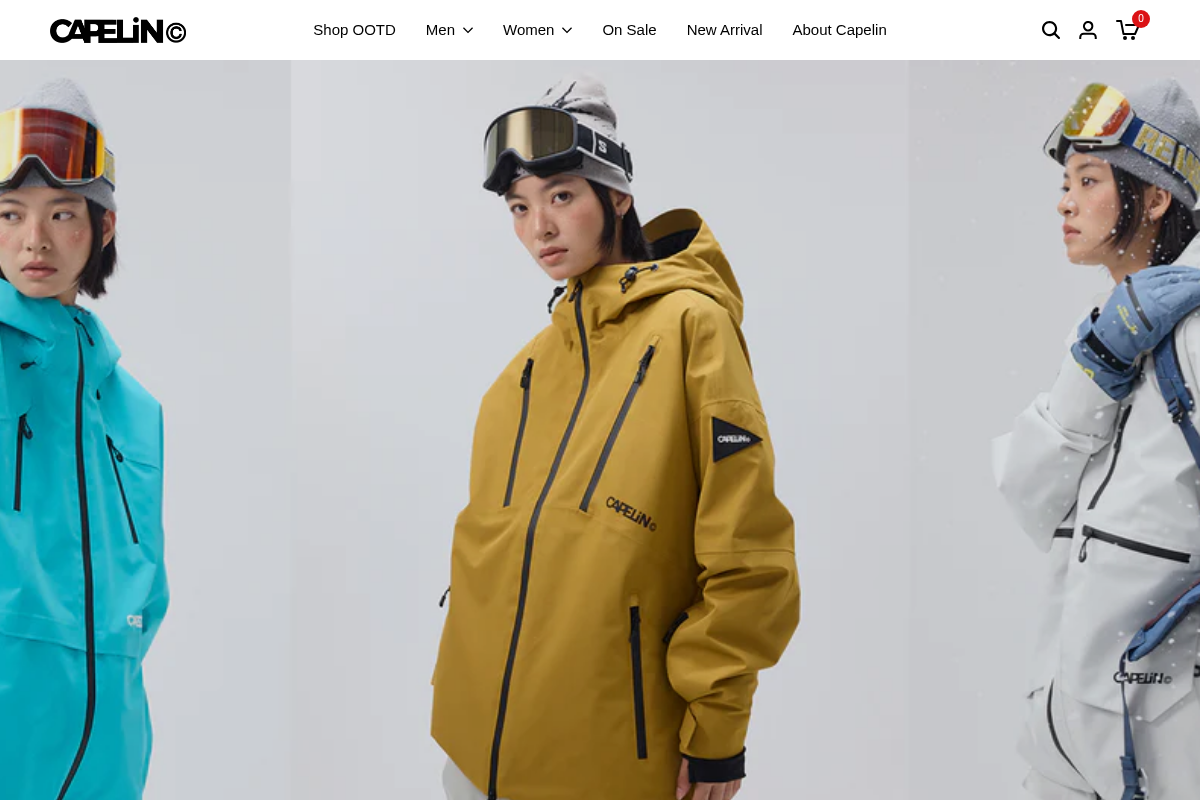 Capelin Crew ski & snowboard wear homepage screenshot