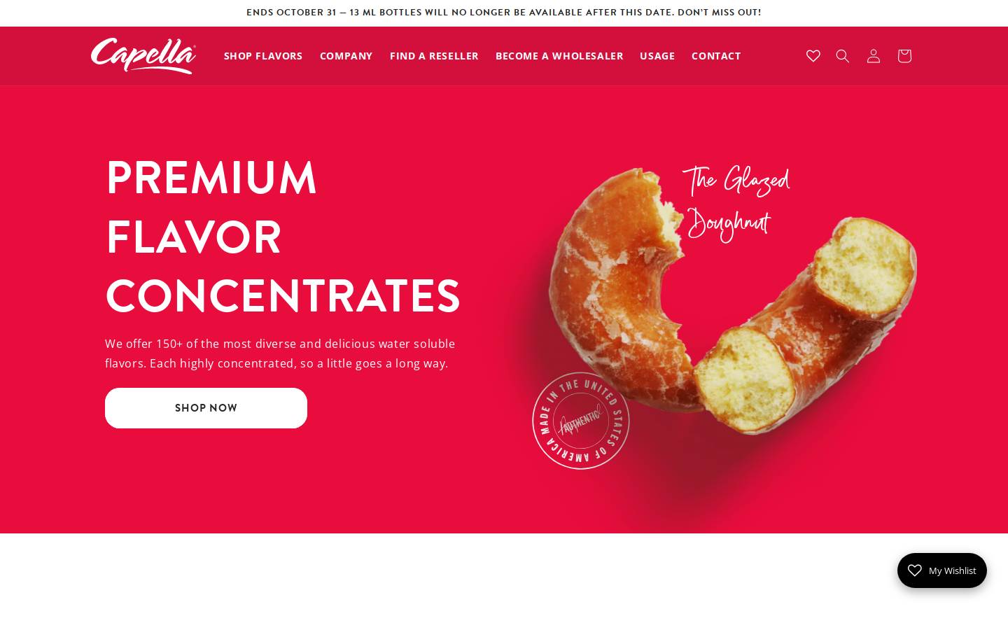 capellaflavors.com homepage screenshot