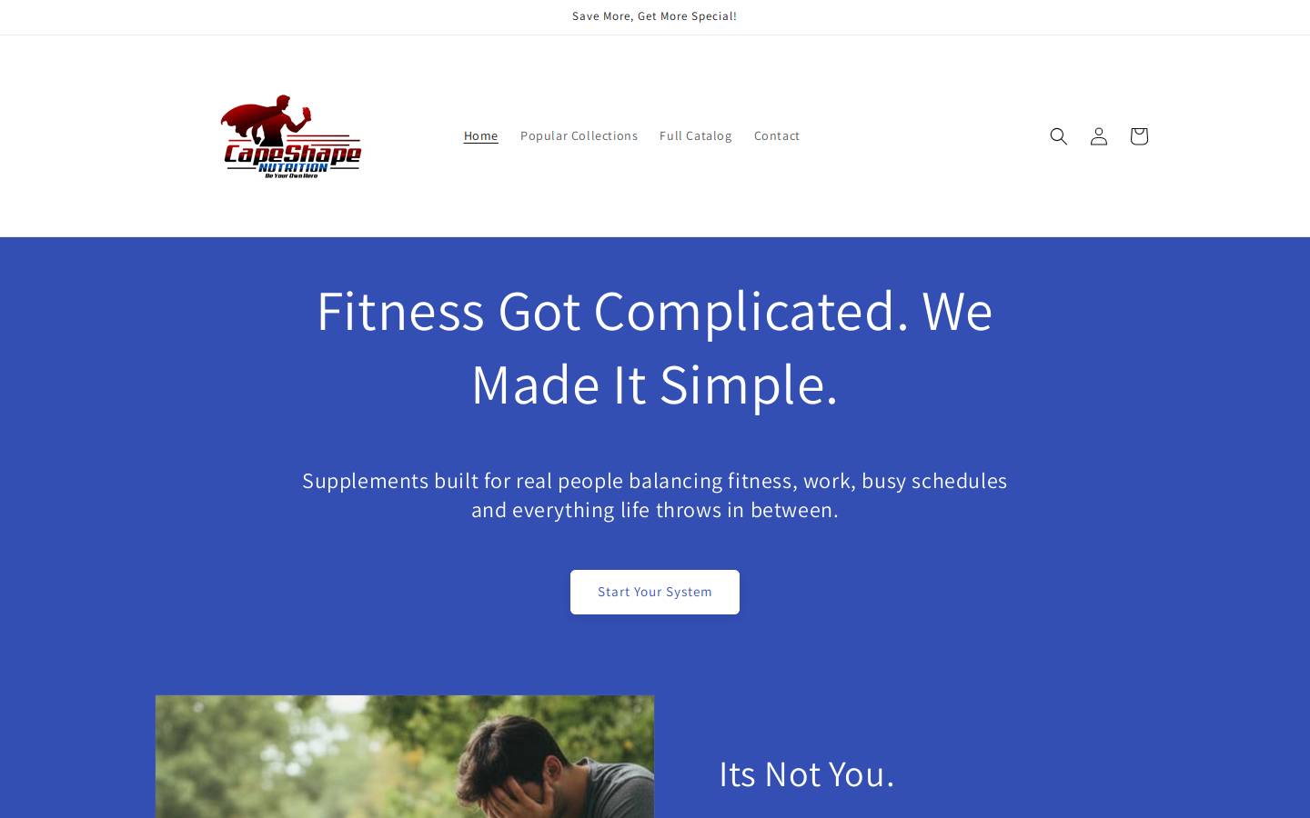 capeshapenutrition.com homepage screenshot