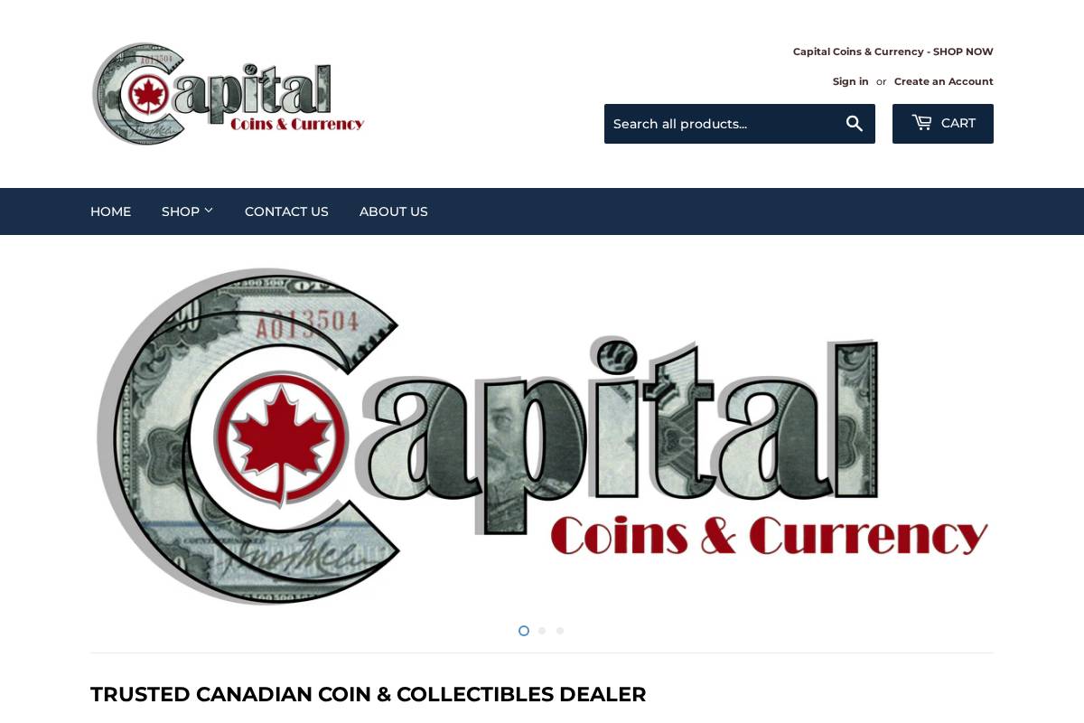 capitalcoinsandcurrency.com homepage screenshot
