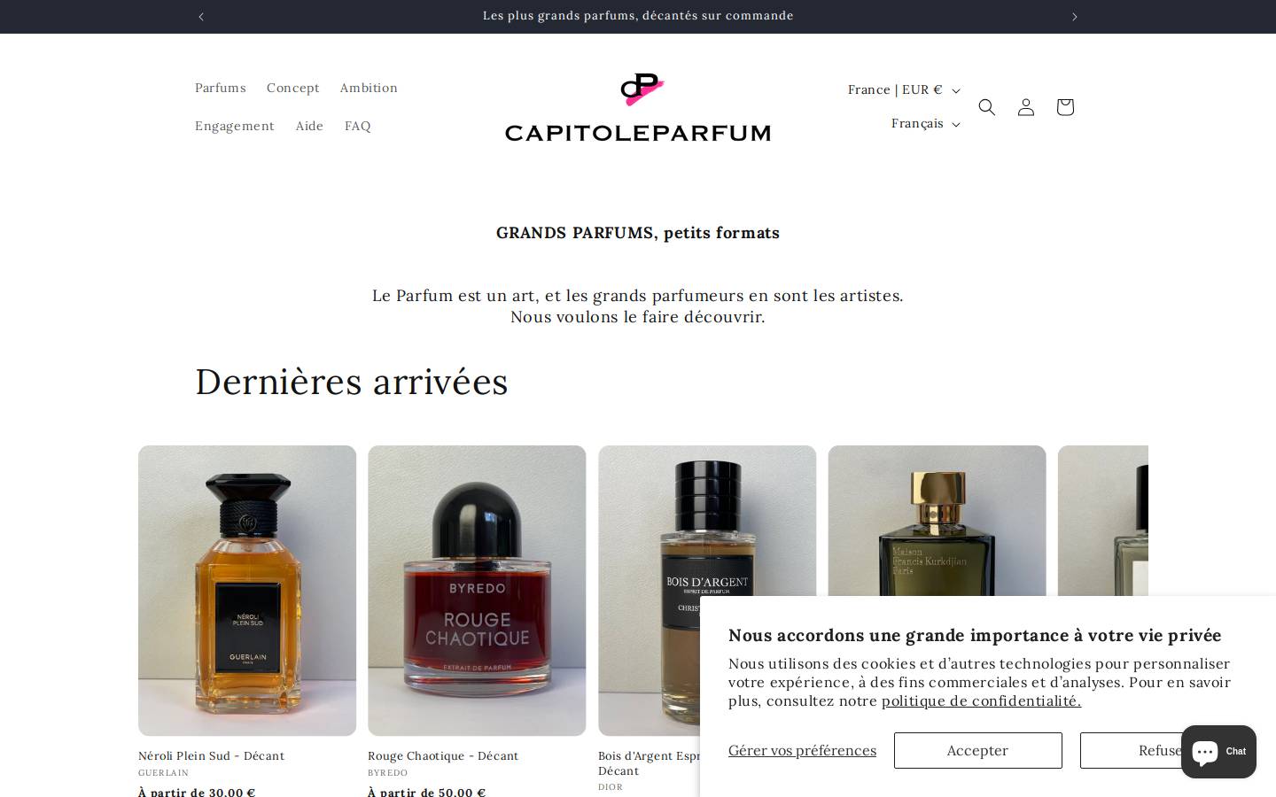 Capitoleparfum homepage screenshot