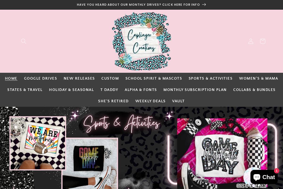 caplingercreations.shop homepage screenshot