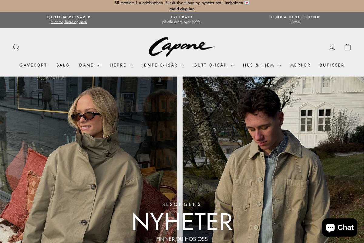 Mrs Capone Stavanger homepage screenshot