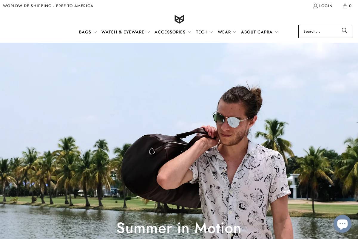 capraleather.com homepage screenshot