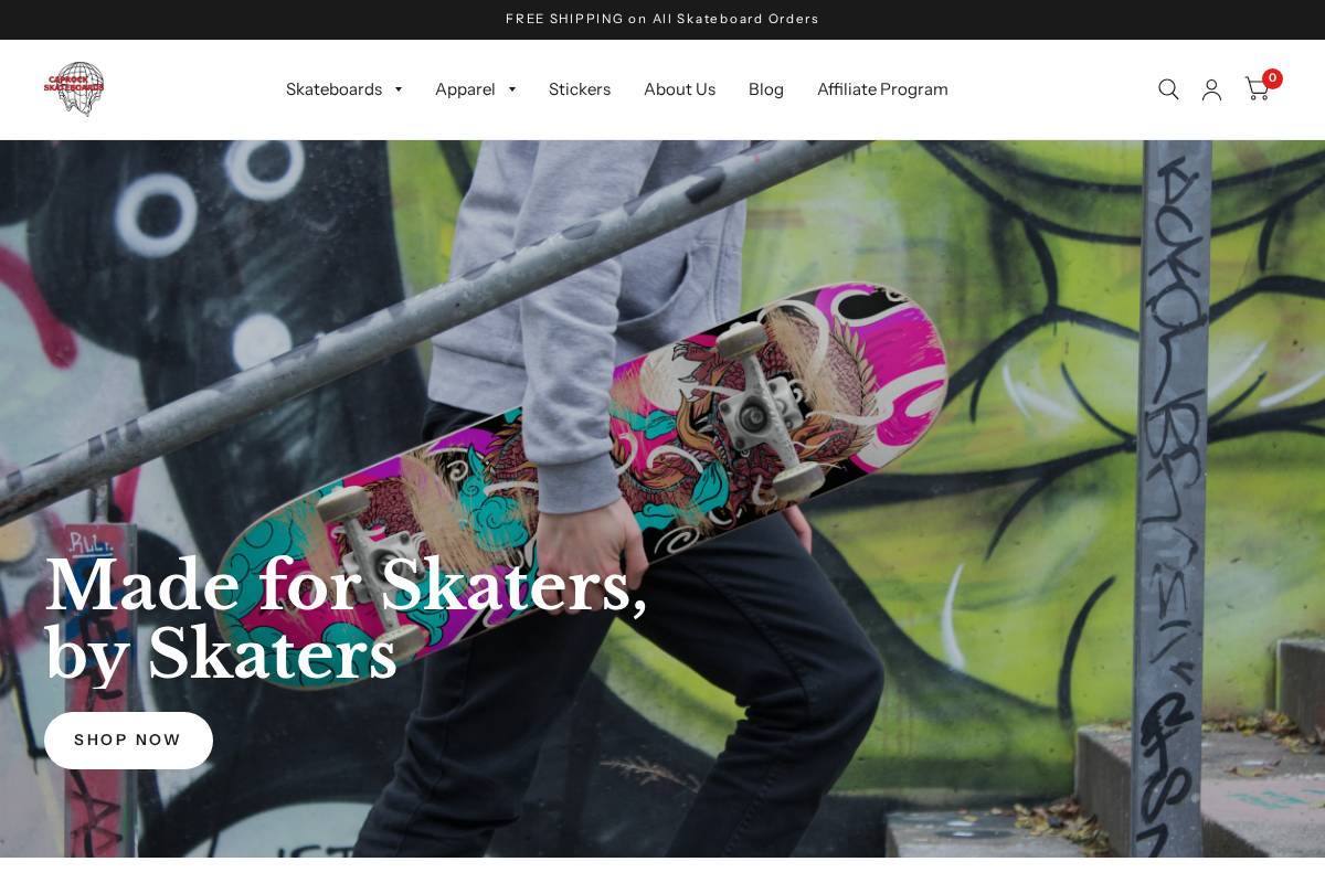 caprockskateboards.com homepage screenshot