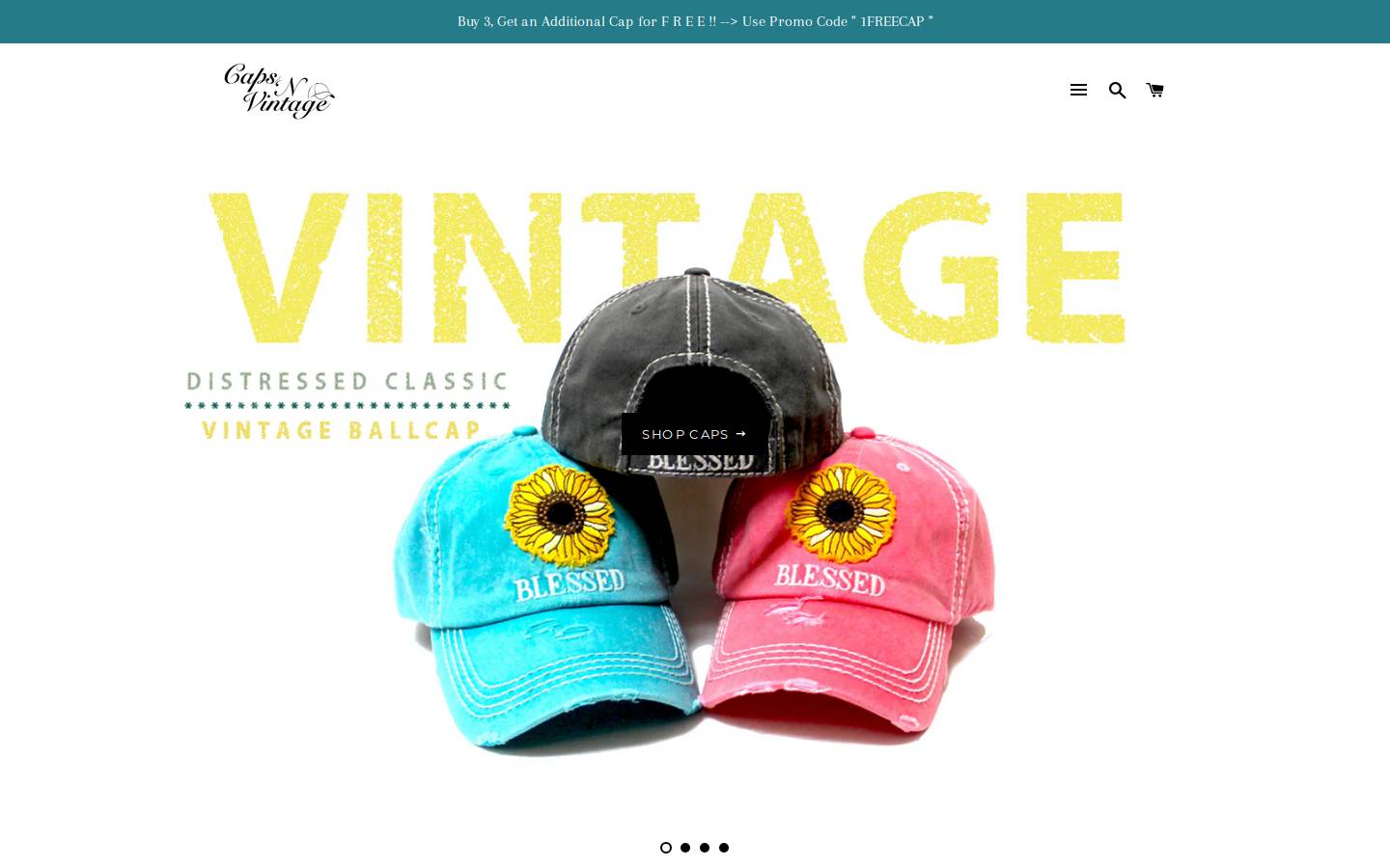 capsnvintage.com homepage screenshot