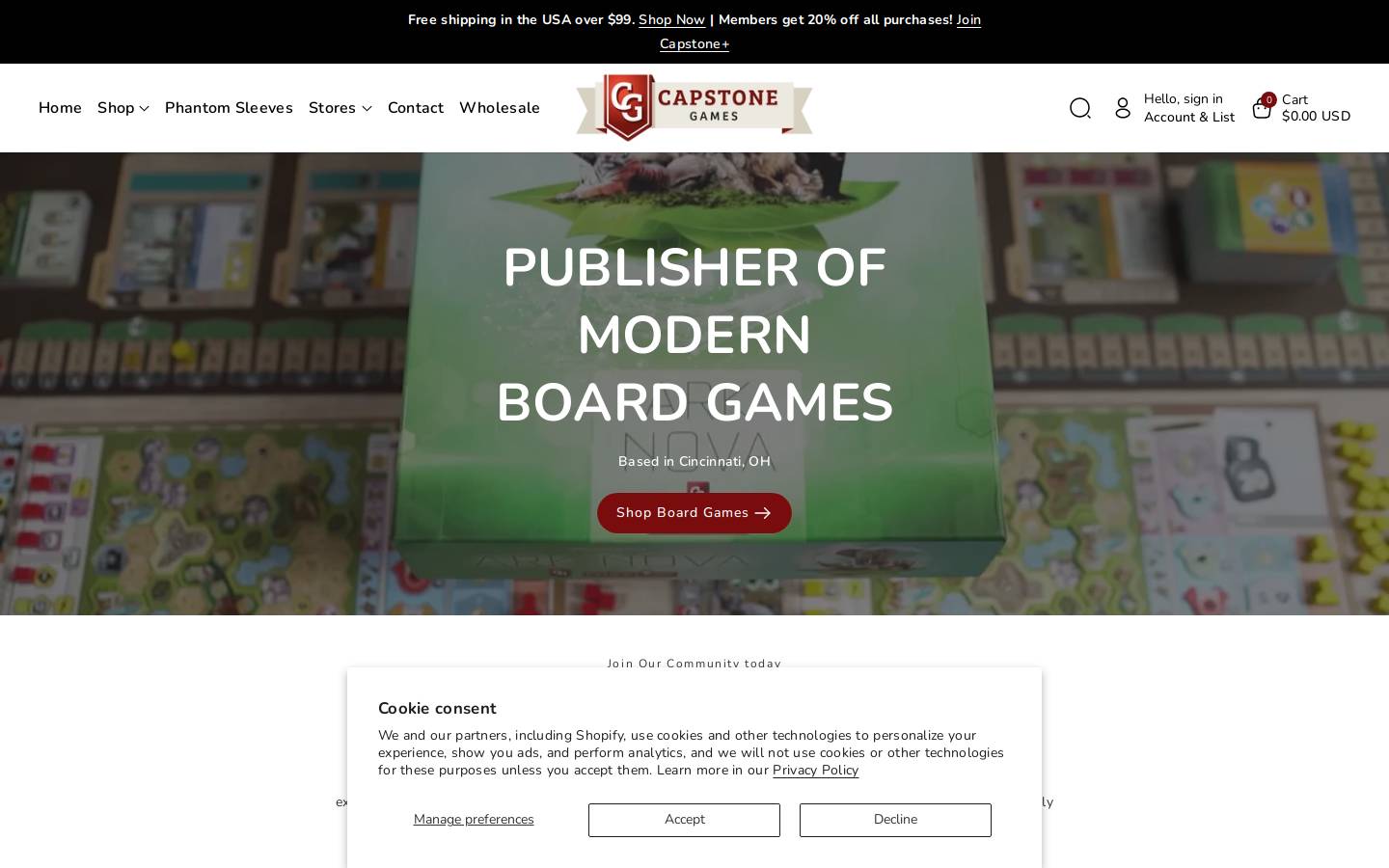 capstone-games.com homepage screenshot