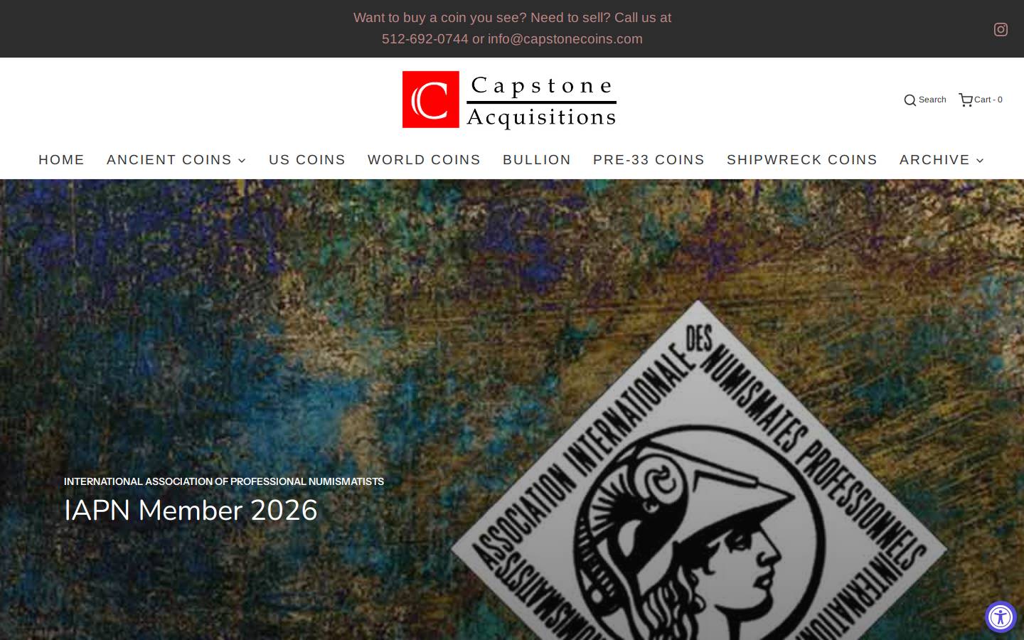 capstonecoins.com homepage screenshot