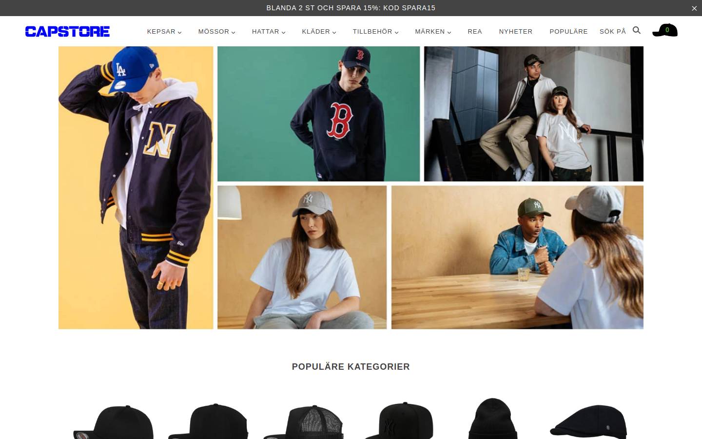 Capstore.se homepage screenshot
