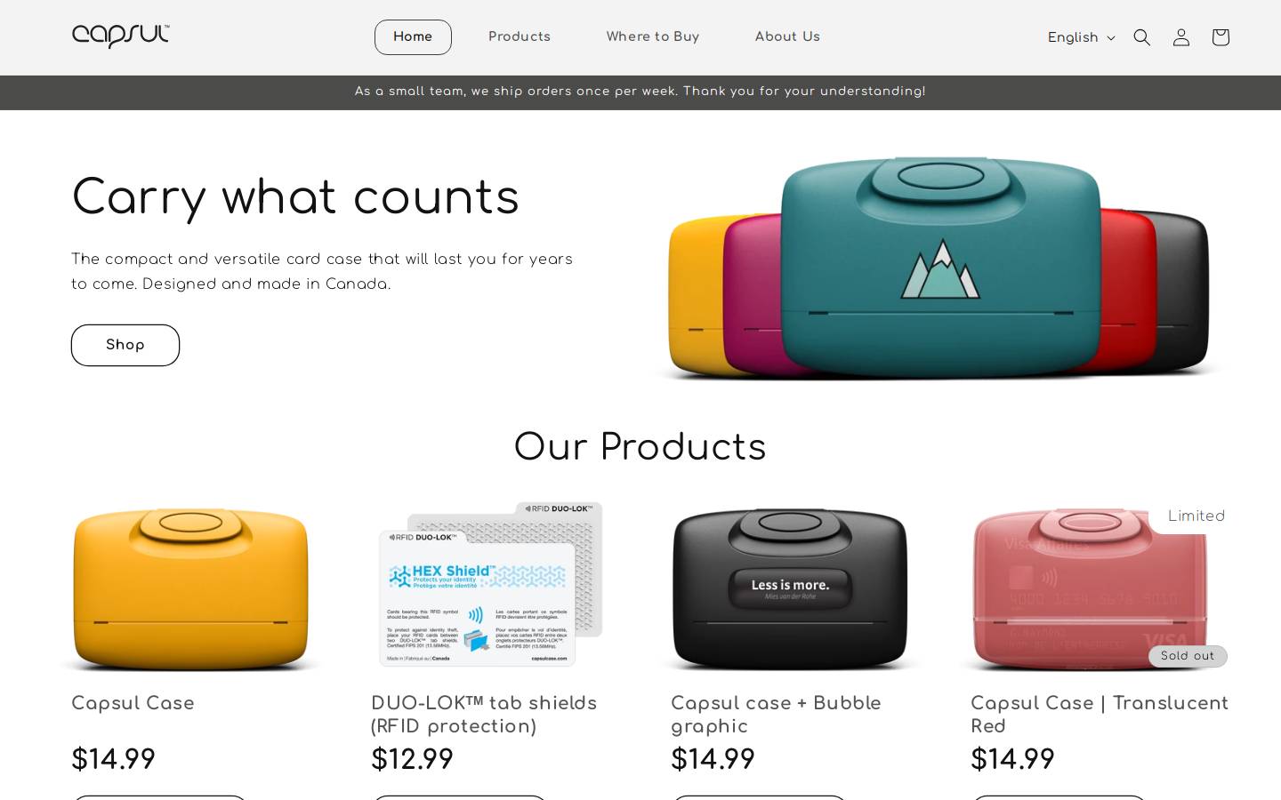 capsulcase.com homepage screenshot