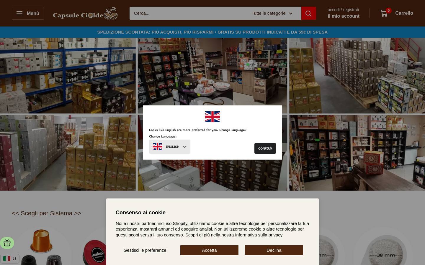 Capsule Cialde Caffè homepage screenshot
