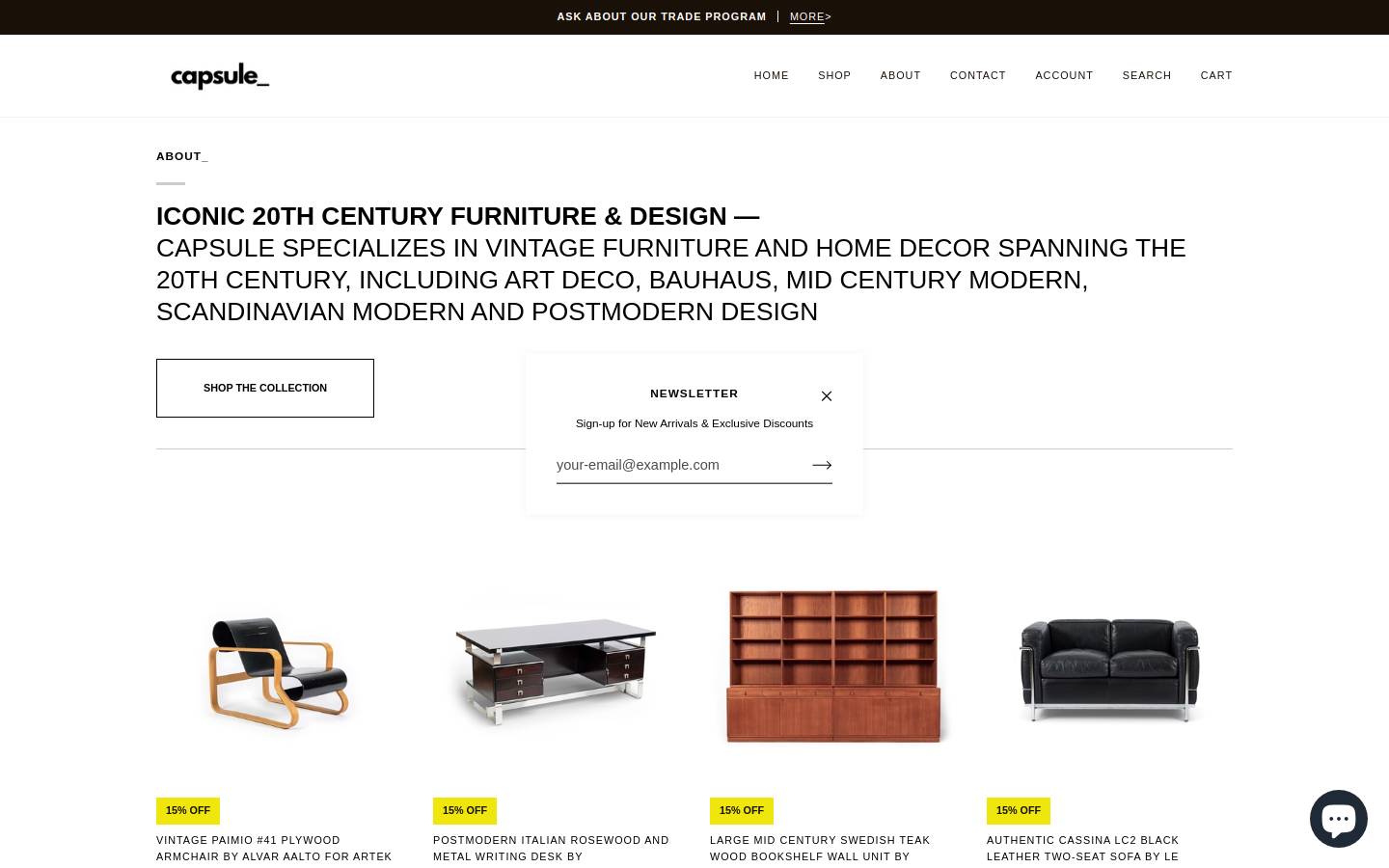 capsulemodern.com homepage screenshot
