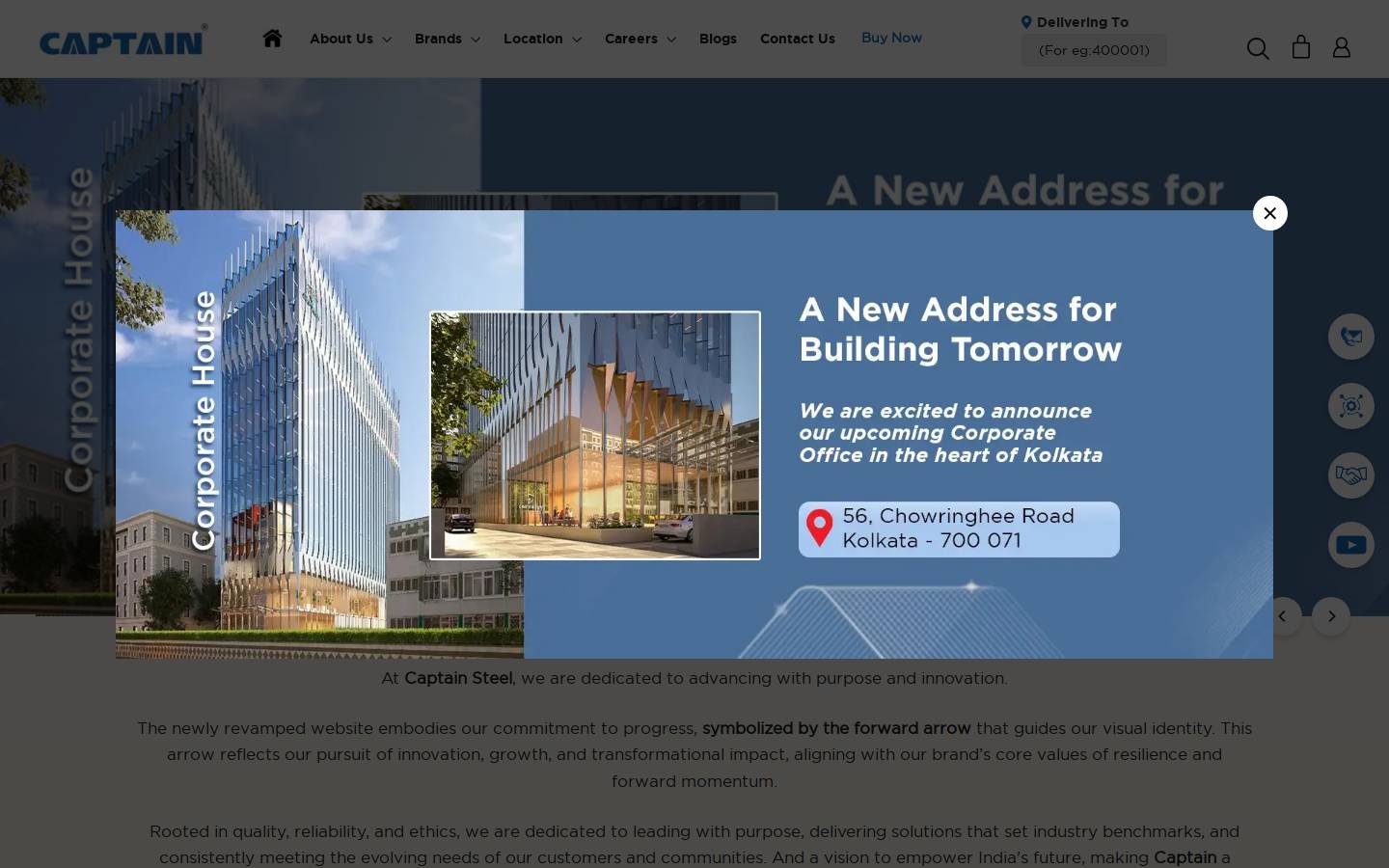 captainsteel.com homepage screenshot