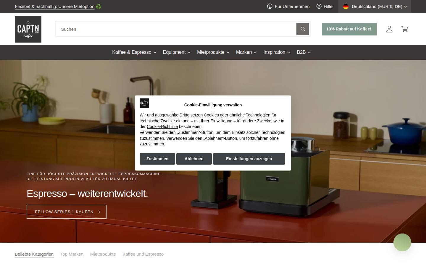 CAPTN Coffee homepage screenshot