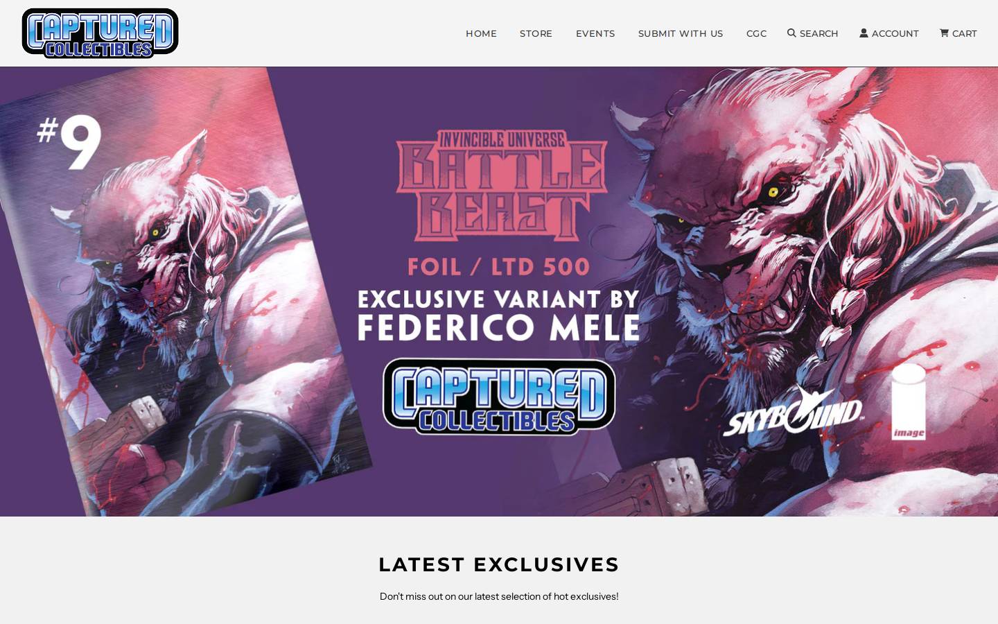 capturedcollectibles.com homepage screenshot