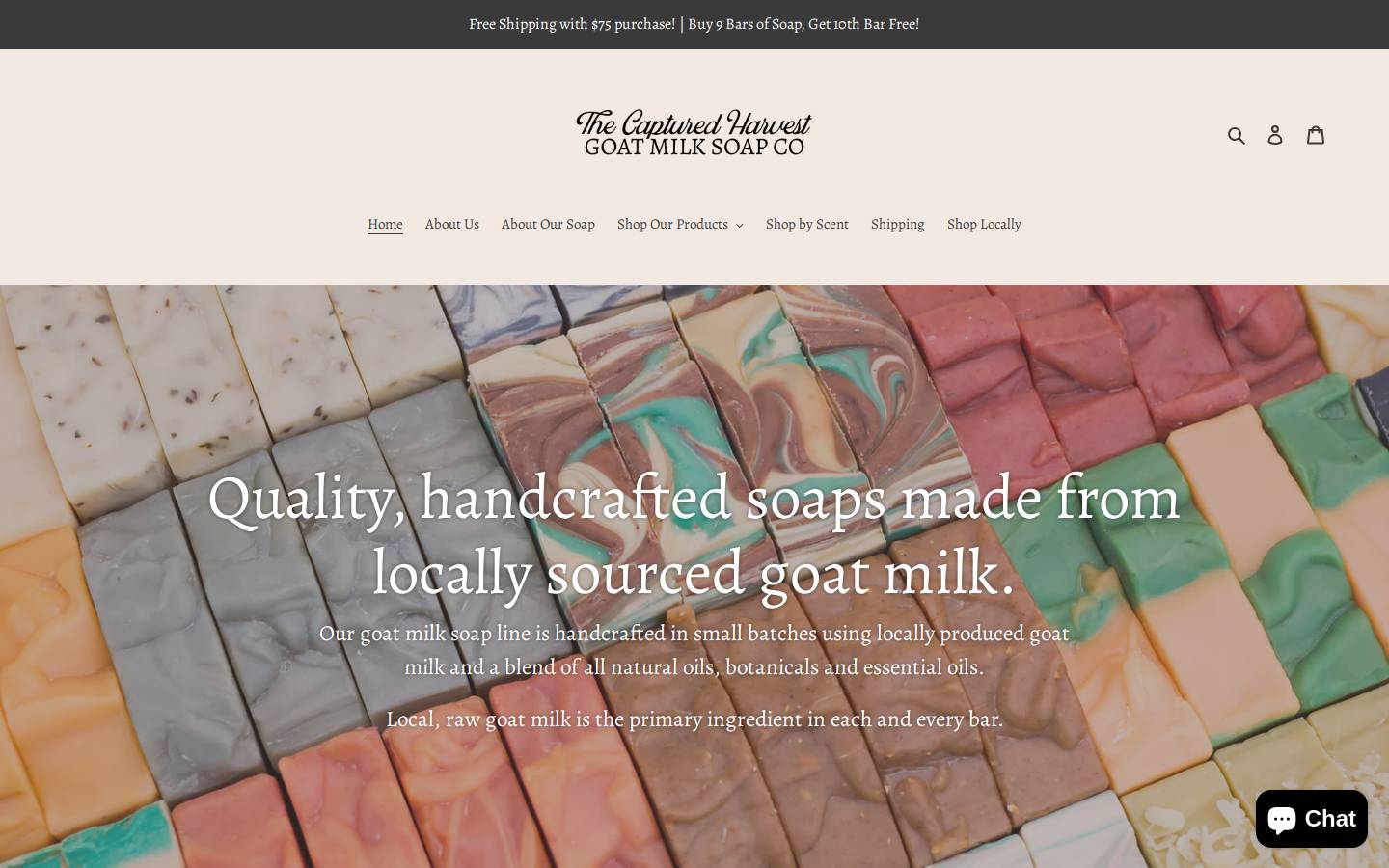 capturedharvest.com homepage screenshot