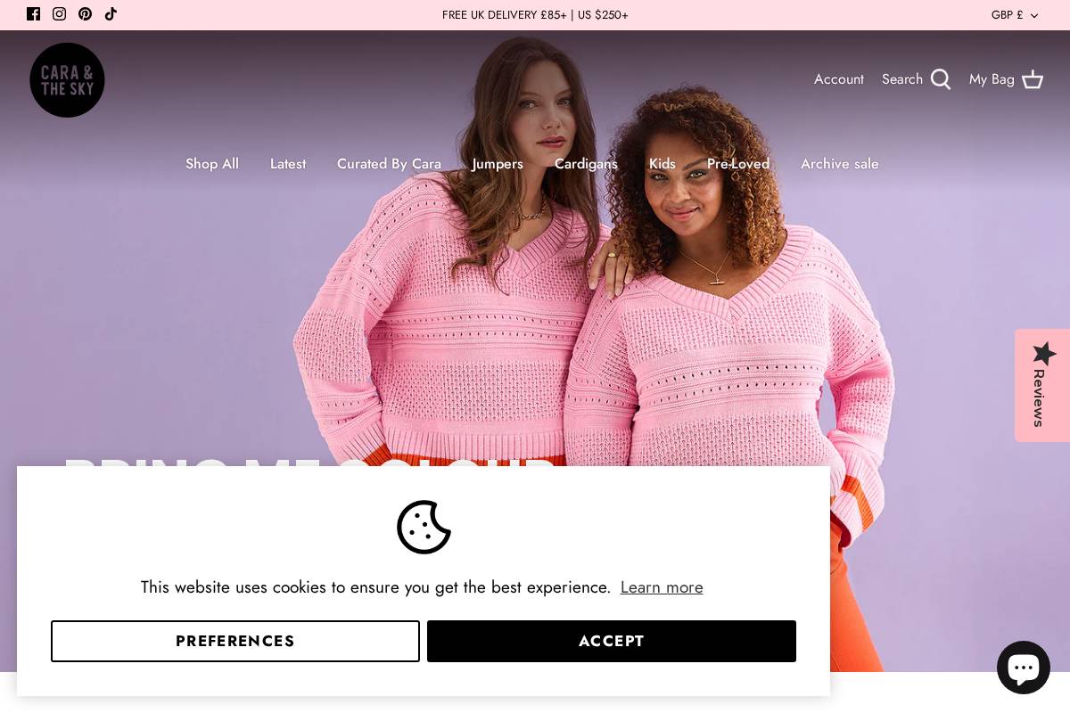 caraandthesky.com homepage screenshot