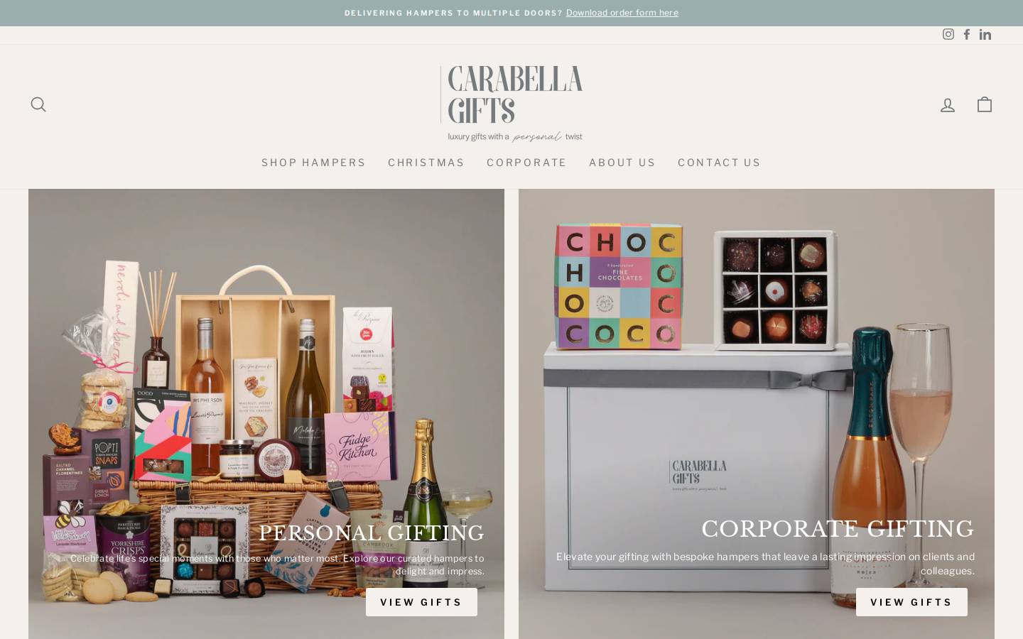 Carabellagifts homepage screenshot