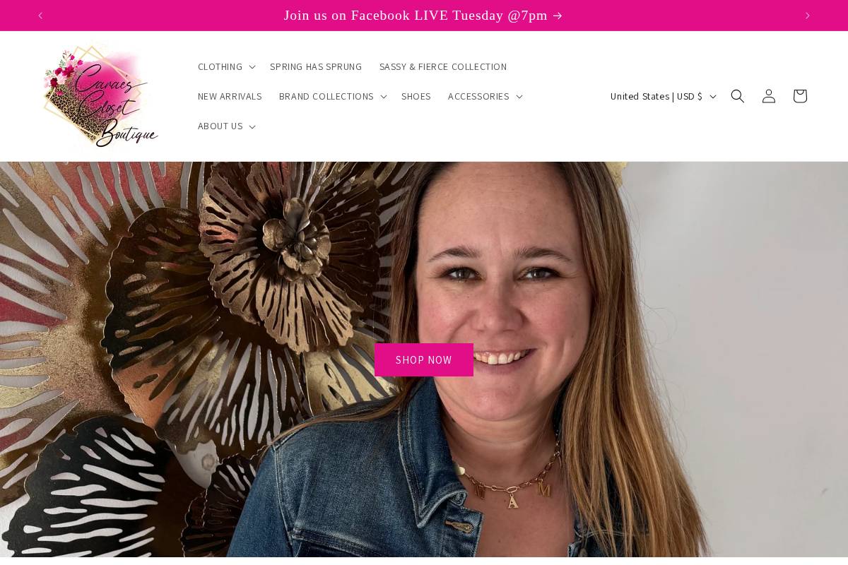 caraescloset.com homepage screenshot